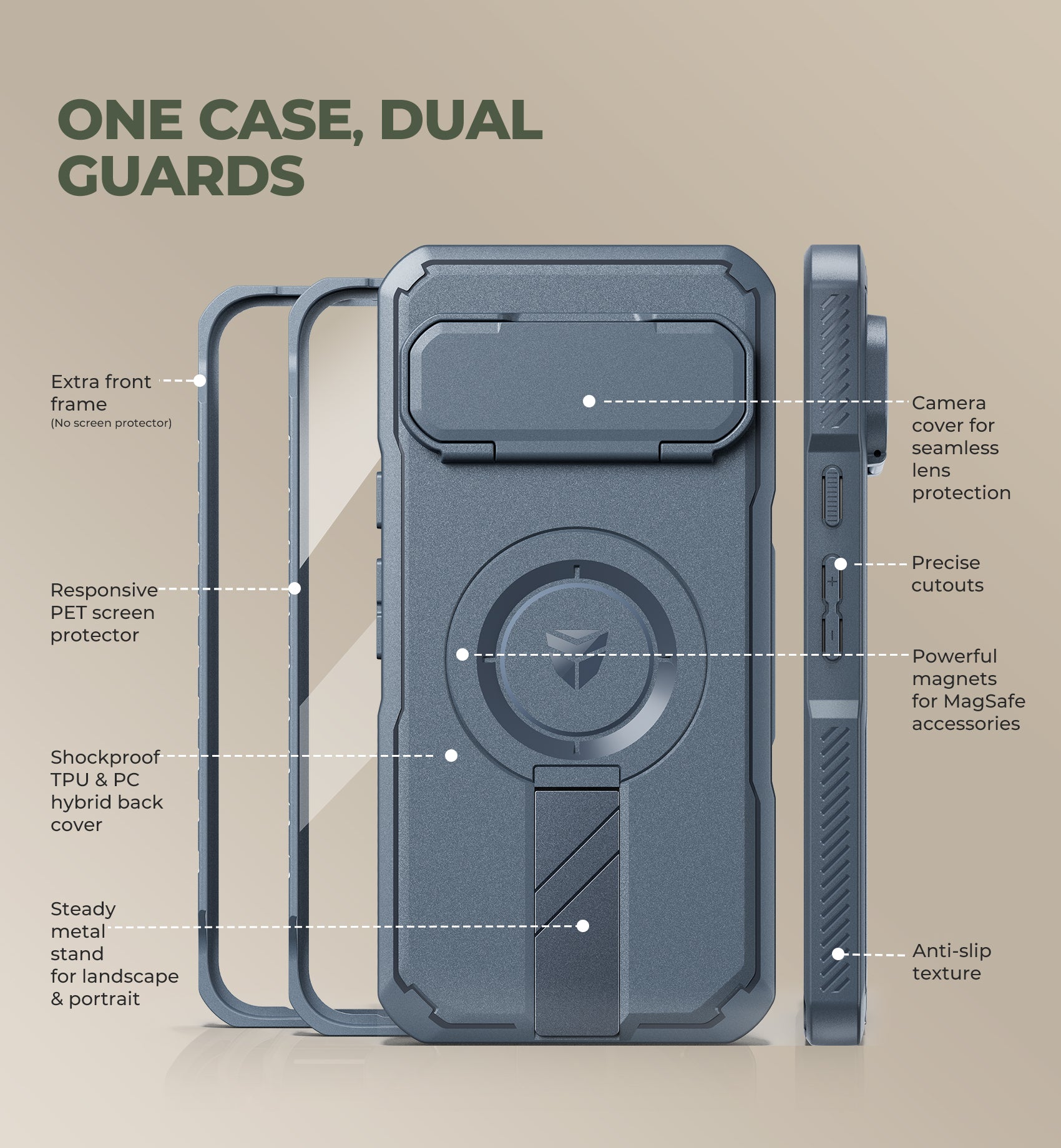 Dexnor for Google Pixel 10 Pro XL Case with Camera Cover Kickstand  Screen Protector 2 Front Frames Compatible with MagSafe Rugged Shockproof Bumper Cases Magnetic Cover 2026