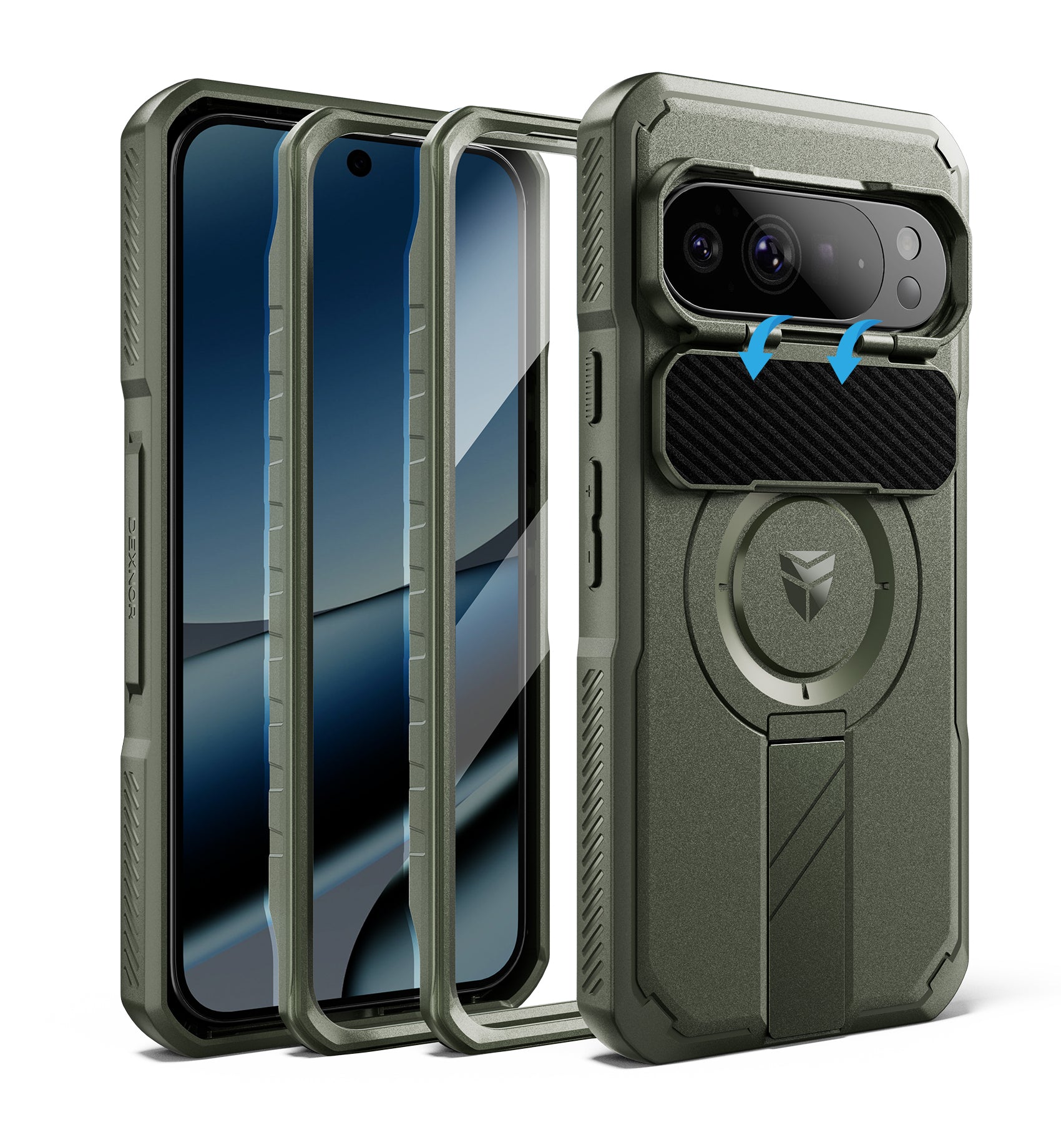 Dexnor for Google Pixel 10 Pro XL Case with Camera Cover Kickstand  Screen Protector 2 Front Frames Compatible with MagSafe Rugged Shockproof Bumper Cases Magnetic Cover 2026