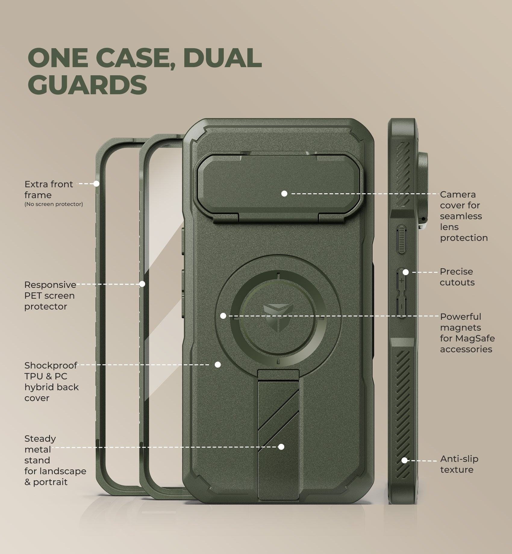 Dexnor for Google Pixel 10 Pro XL Case with Camera Cover Kickstand  Screen Protector 2 Front Frames Compatible with MagSafe Rugged Shockproof Bumper Cases Magnetic Cover 2026