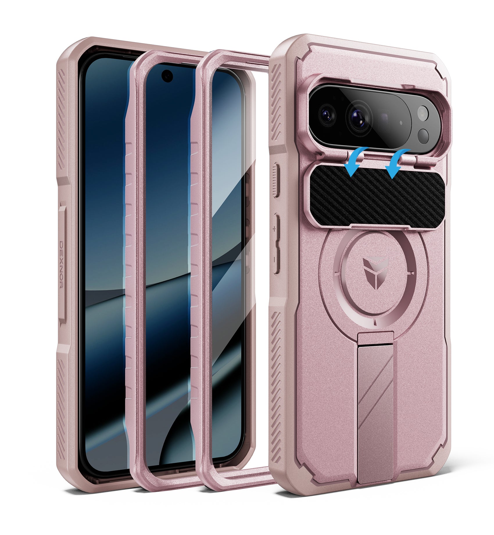 Dexnor for Google Pixel 10 Pro XL Case with Camera Cover Kickstand  Screen Protector 2 Front Frames Compatible with MagSafe Rugged Shockproof Bumper Cases Magnetic Cover 2026