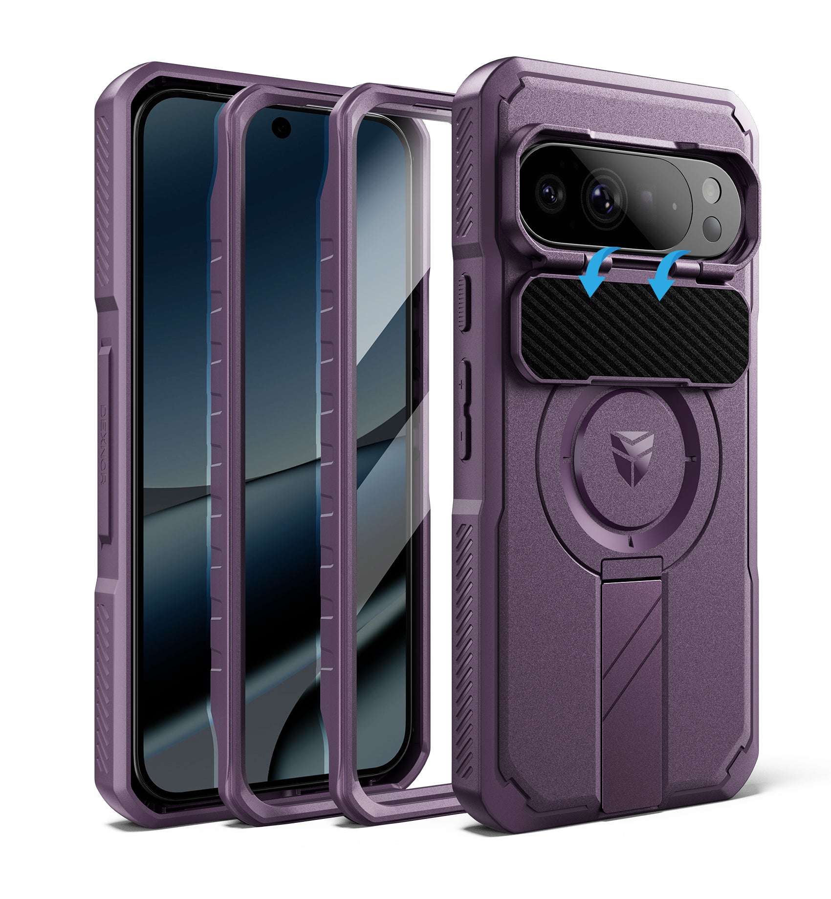 Dexnor for Google Pixel 10 Pro XL Case with Camera Cover Kickstand  Screen Protector 2 Front Frames Compatible with MagSafe Rugged Shockproof Bumper Cases Magnetic Cover 2026