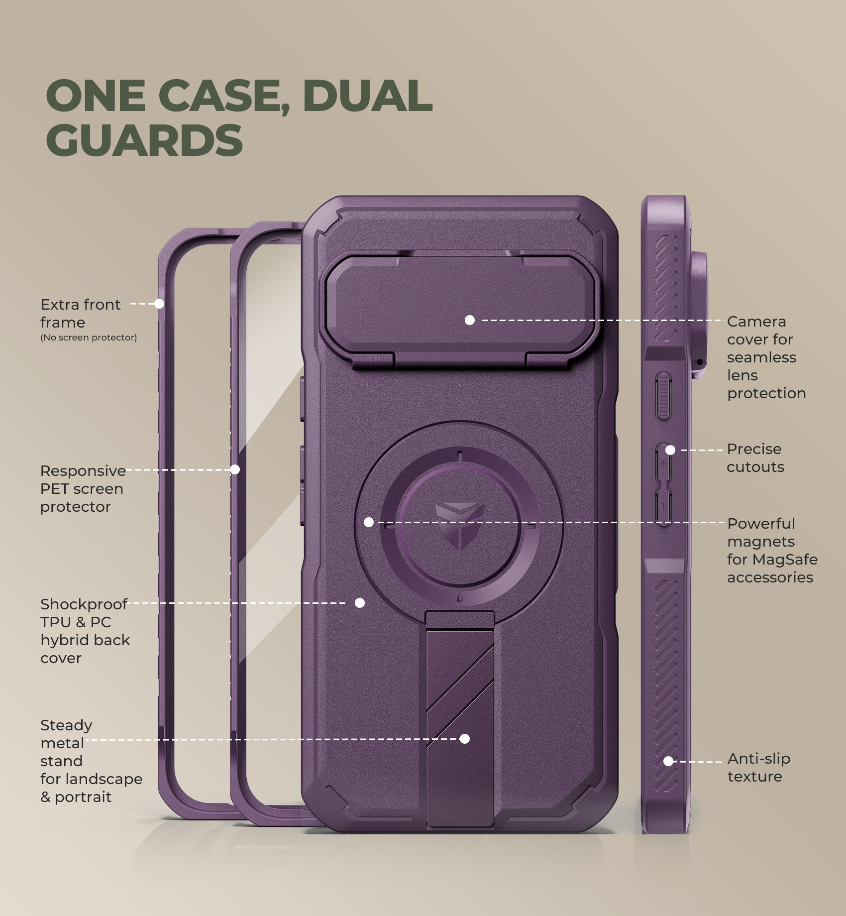 Dexnor for Google Pixel 10 Pro XL Case with Camera Cover Kickstand  Screen Protector 2 Front Frames Compatible with MagSafe Rugged Shockproof Bumper Cases Magnetic Cover 2026
