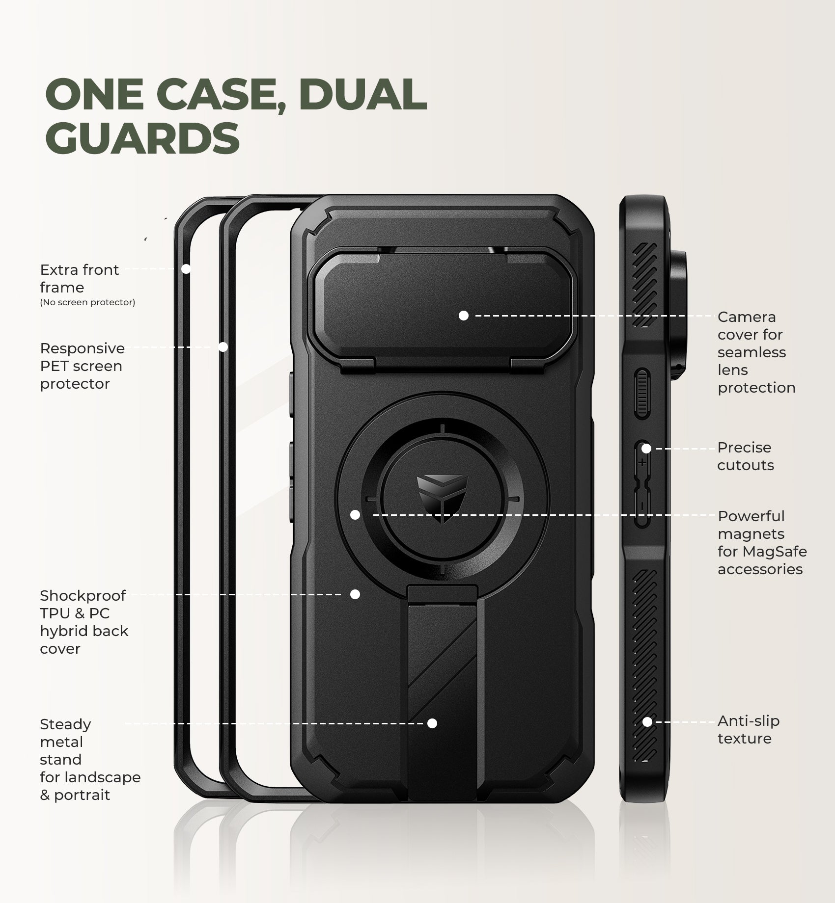 Dexnor Case for Google Pixel 11 Pro with Flip Camera Cover 2 Front Frames Built-in Screen Protector Kickstand Full-Body Shockproof Protective Cover Rugged Bumper Cases 2026