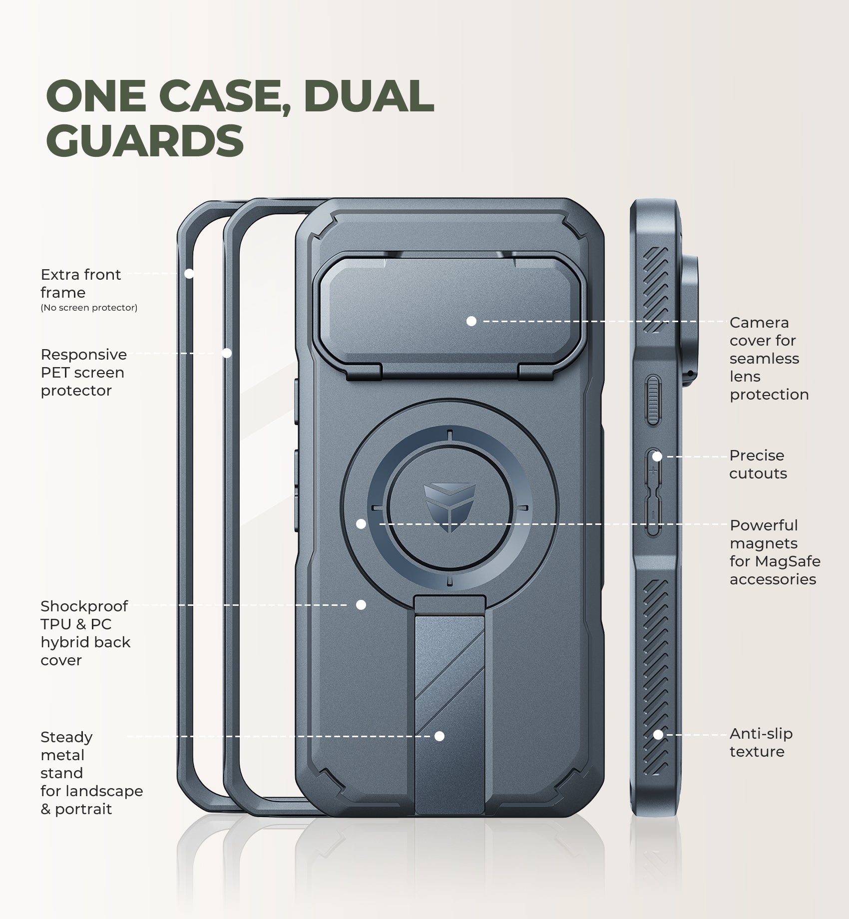 Dexnor Case for Google Pixel 11 Pro with Flip Camera Cover 2 Front Frames Built-in Screen Protector Kickstand Full-Body Shockproof Protective Cover Rugged Bumper Cases 2026