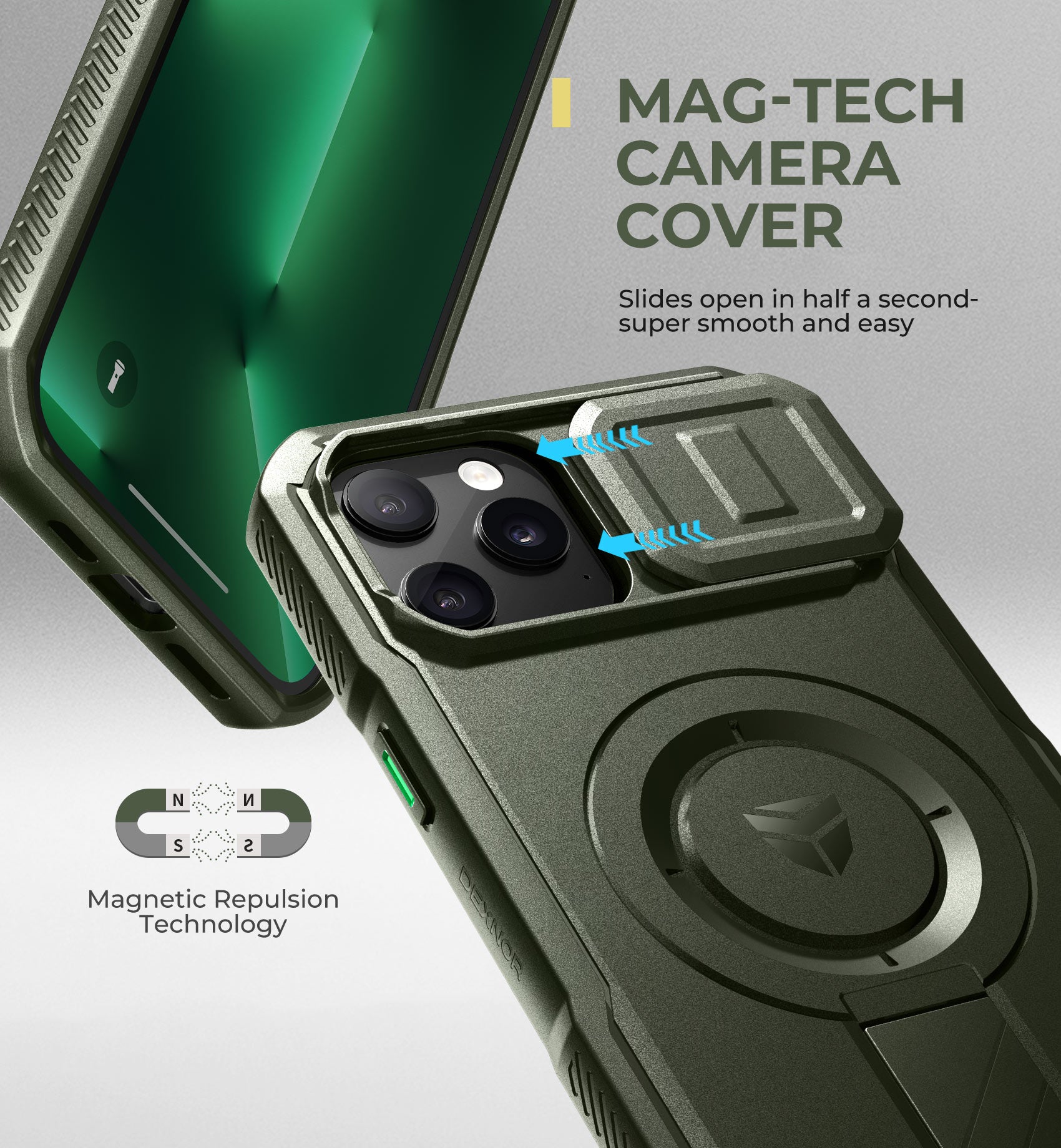 Dexnor Case for iPhone 12 Pro Max with Slide Camera Cover Adjustable Kickstand Compatible with MagSafe Rugged Shockproof Bumper Heavy-duty Magnetic Protective Cover