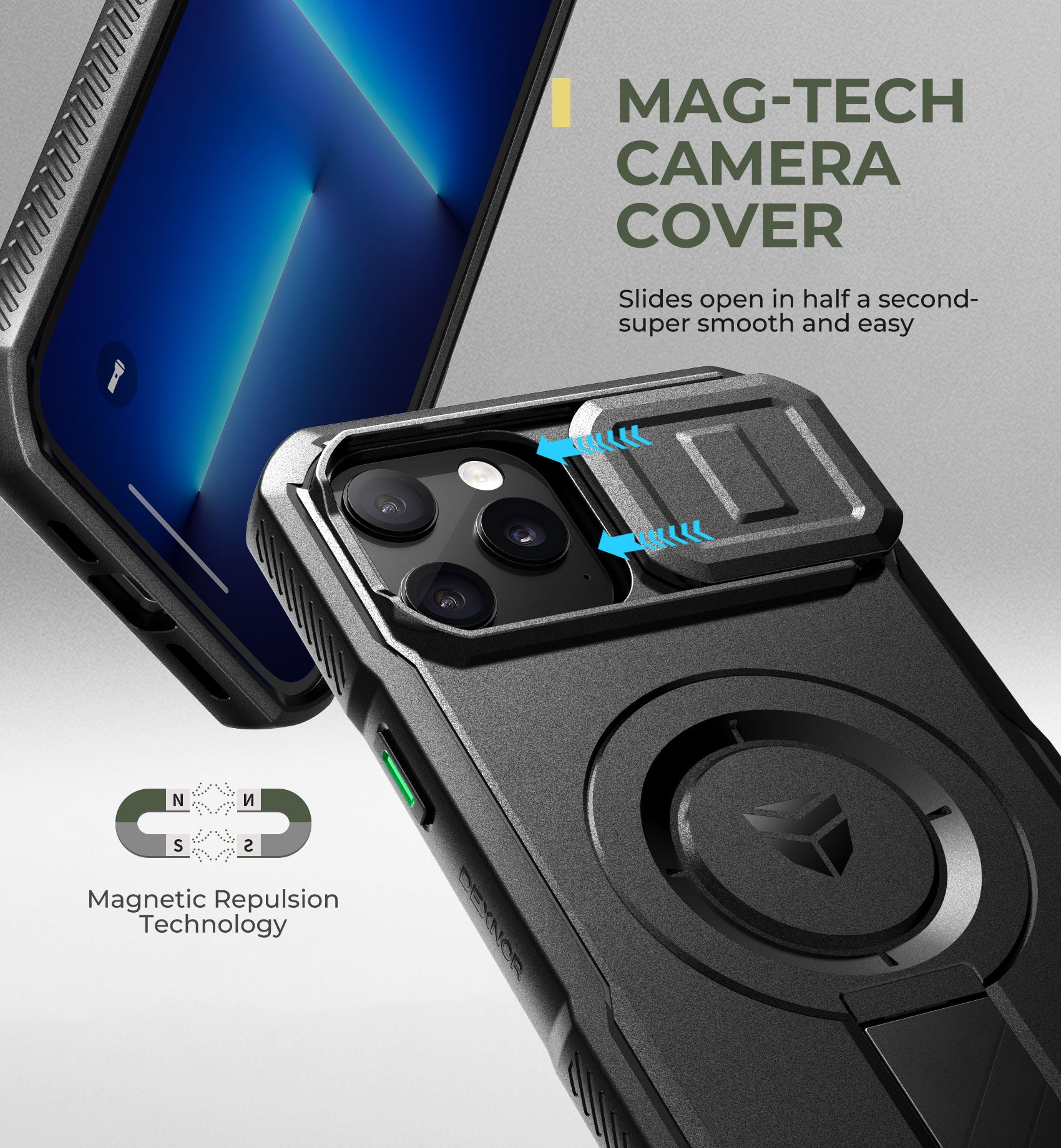 Dexnor Case for iPhone 13 Pro Max with Slide Camera Cover Adjustable Kickstand Compatible with MagSafe Rugged Shockproof Bumper Heavy-duty Magnetic Protective Cover