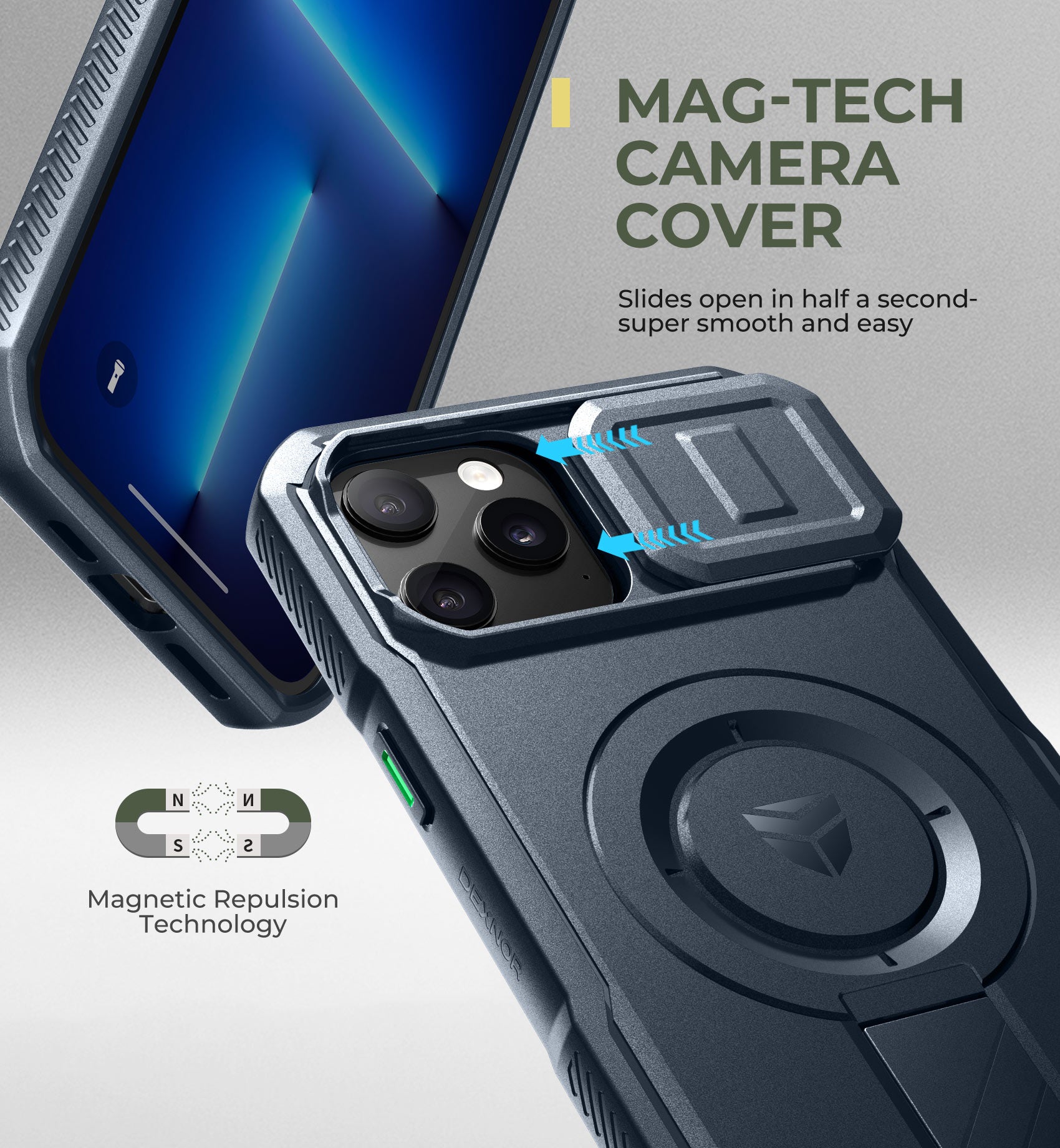 Dexnor Case for iPhone 13 Pro Max with Slide Camera Cover Adjustable Kickstand Compatible with MagSafe Rugged Shockproof Bumper Heavy-duty Magnetic Protective Cover