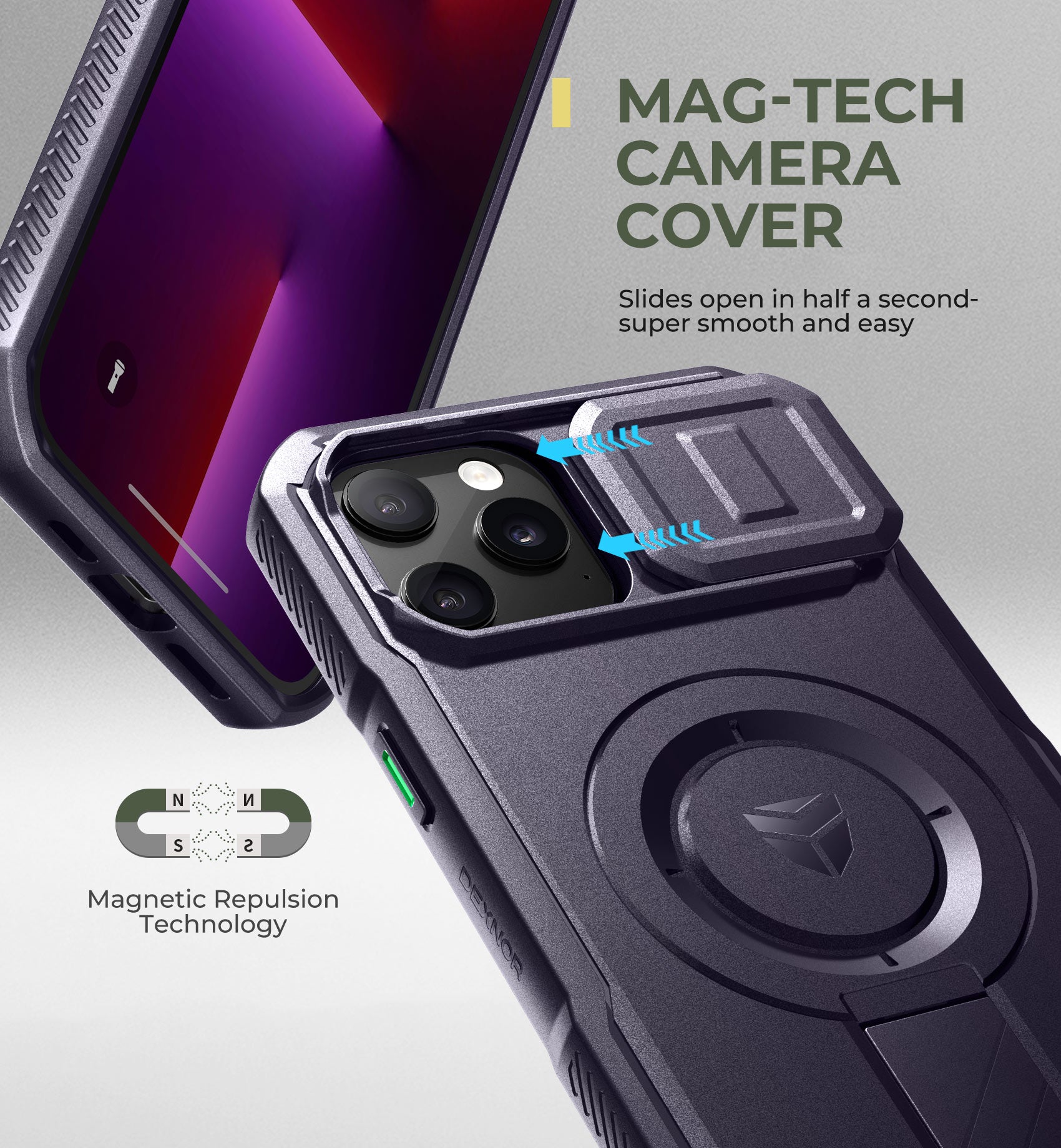 Dexnor Case for iPhone 13 Pro Max with Slide Camera Cover Adjustable Kickstand Compatible with MagSafe Rugged Shockproof Bumper Heavy-duty Magnetic Protective Cover