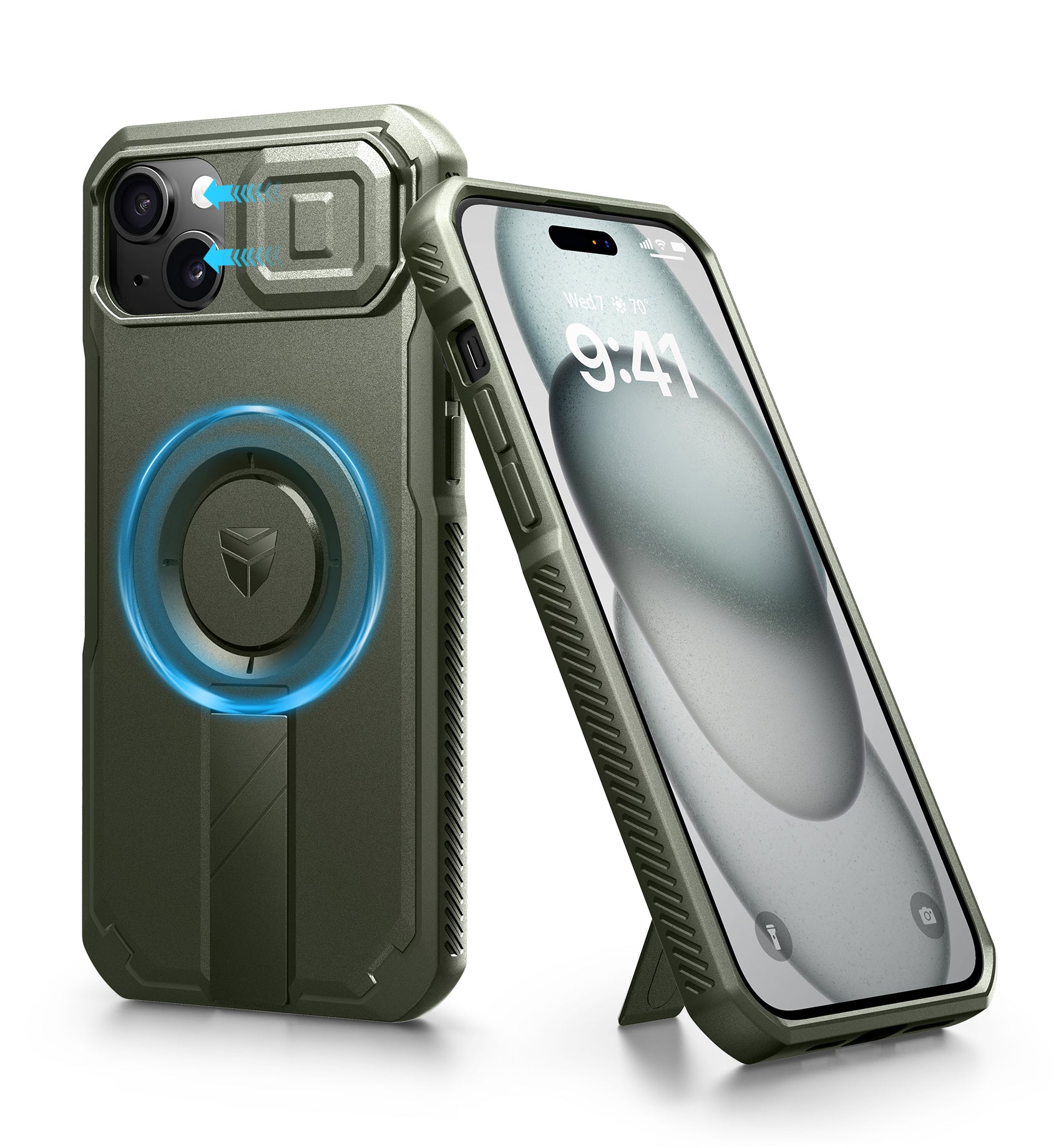 Dexnor Case for iPhone 14 Plus with Slide Camera Cover Adjustable Kickstand Compatible with MagSafe