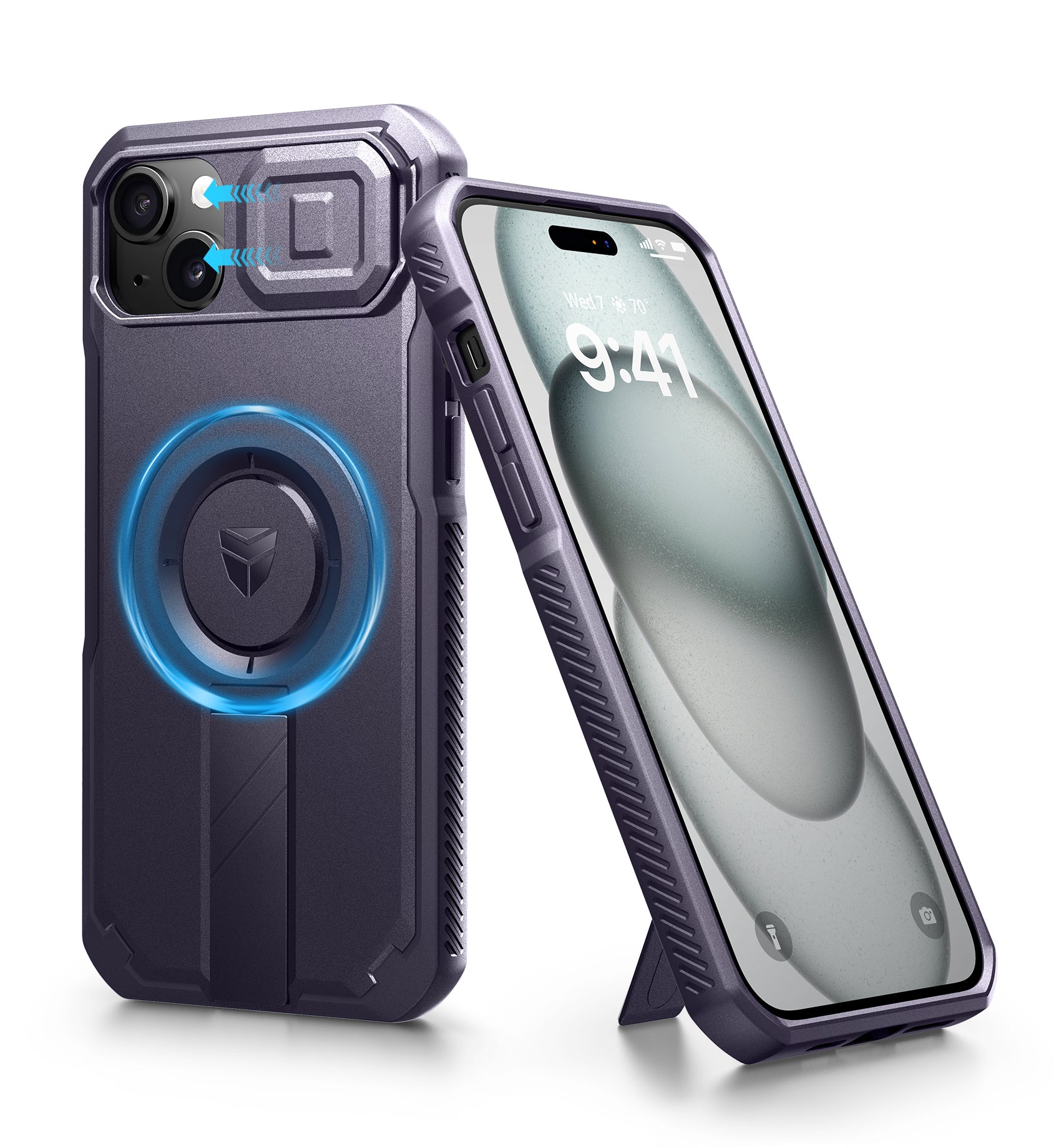 Dexnor Case for iPhone 14 Plus with Slide Camera Cover Adjustable Kickstand Compatible with MagSafe