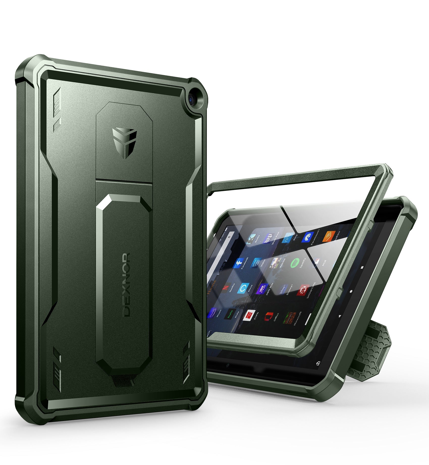 Dexnor Tablet Case for Amazon Fire HD 10 Built in Screen Protector Kickstand Heavy Duty Shockproof Full Body Protective Cover