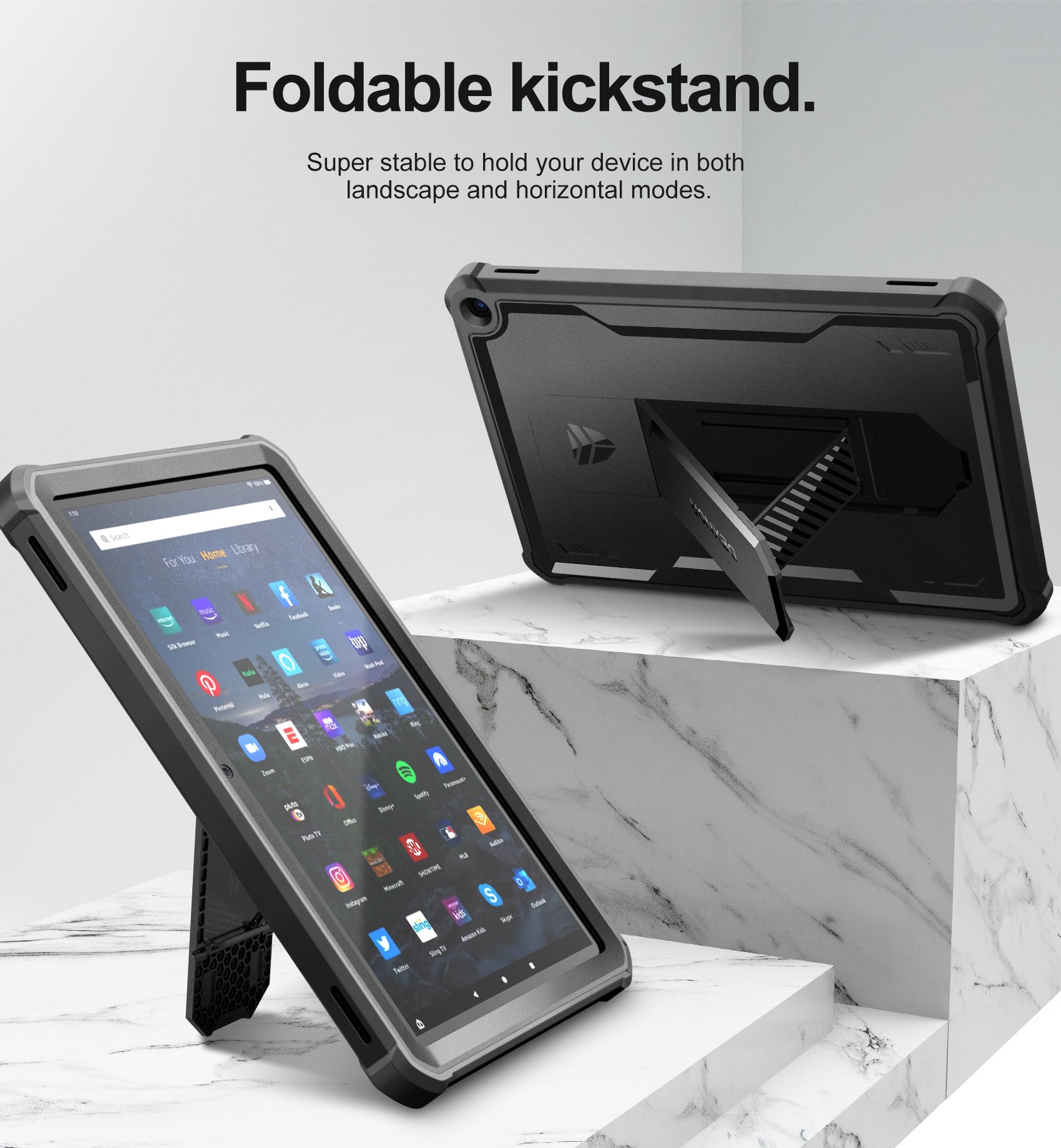 Dexnor Tablet Case for Amazon Fire HD 10 Plus 10.1" Only Fit 11th Gen 2021 Release Built in Screen Protector Kickstand Heavy Duty Shockproof Full Body Protective Cover