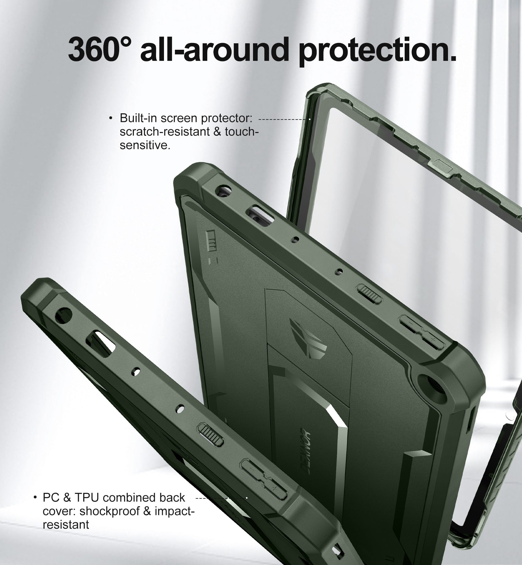 Dexnor Tablet Case for Amazon Fire HD 10 Plus 10.1" Only Fit 11th Gen 2021 Release Built in Screen Protector Kickstand Heavy Duty Shockproof Full Body Protective Cover