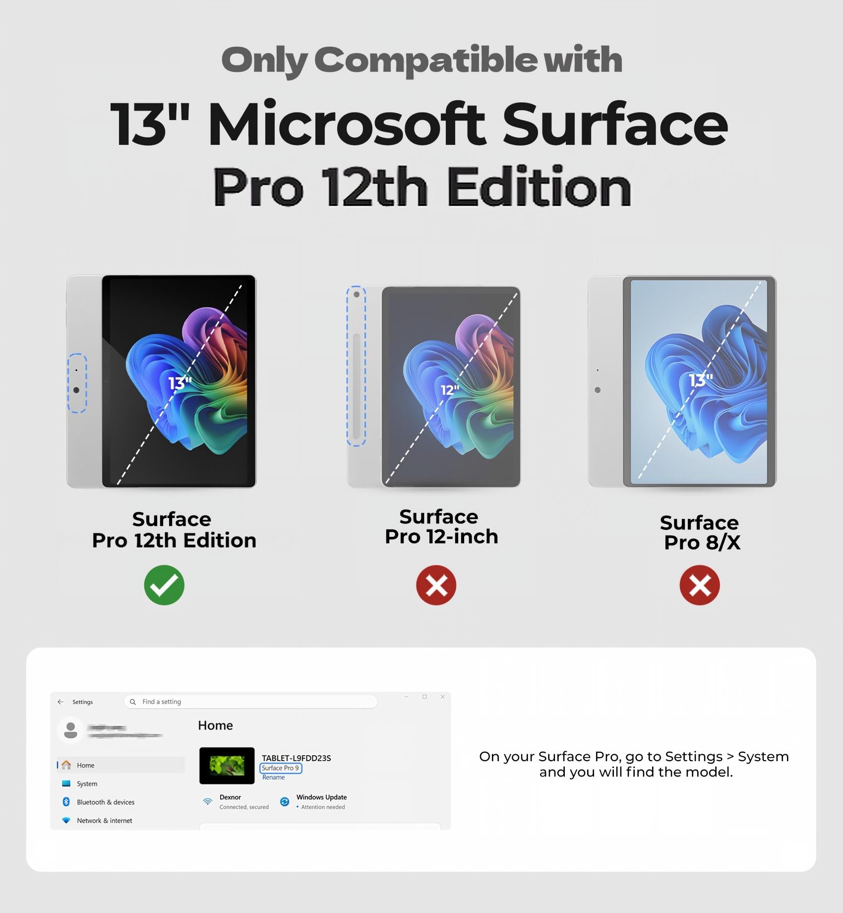 Dexnor Case for Microsoft Surface Pro 12th Edition Business 13 inch 2026 Rugged Protective Shockproof Cover with 360° Rotating Hand Strap Large Stand Pen Holder