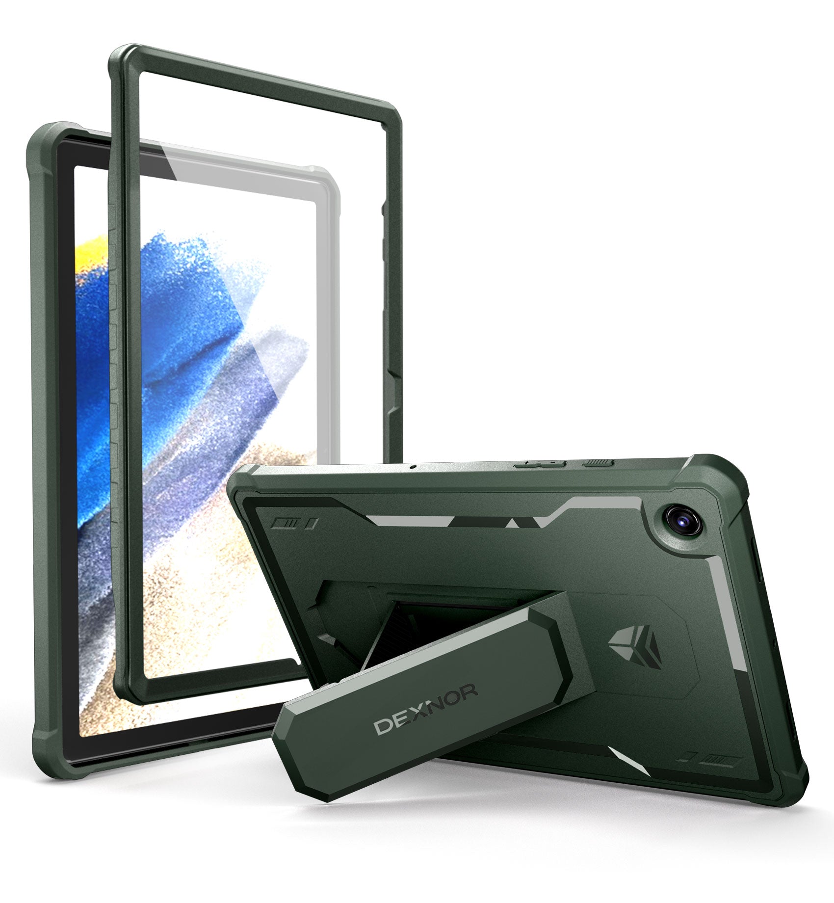Dexnor Tablet Case for Samsung Galaxy Tab A8 With Screen Protector Full Body Bumper Kickstand Heavy-duty Shockproof Rugged Pen Holder Cover.