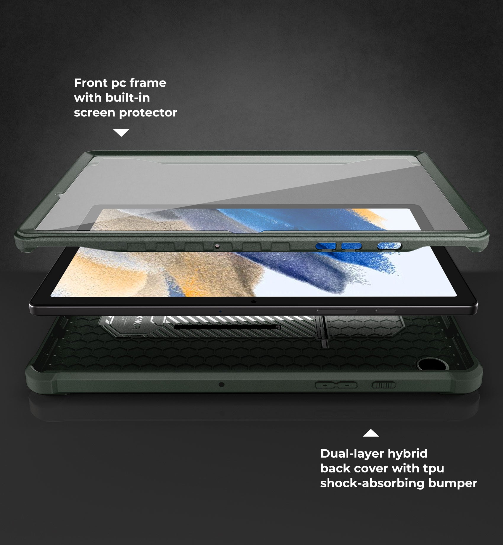 Dexnor Tablet Case for Samsung Galaxy Tab A8 With Screen Protector Full Body Bumper Kickstand Heavy-duty Shockproof Rugged Pen Holder Cover.