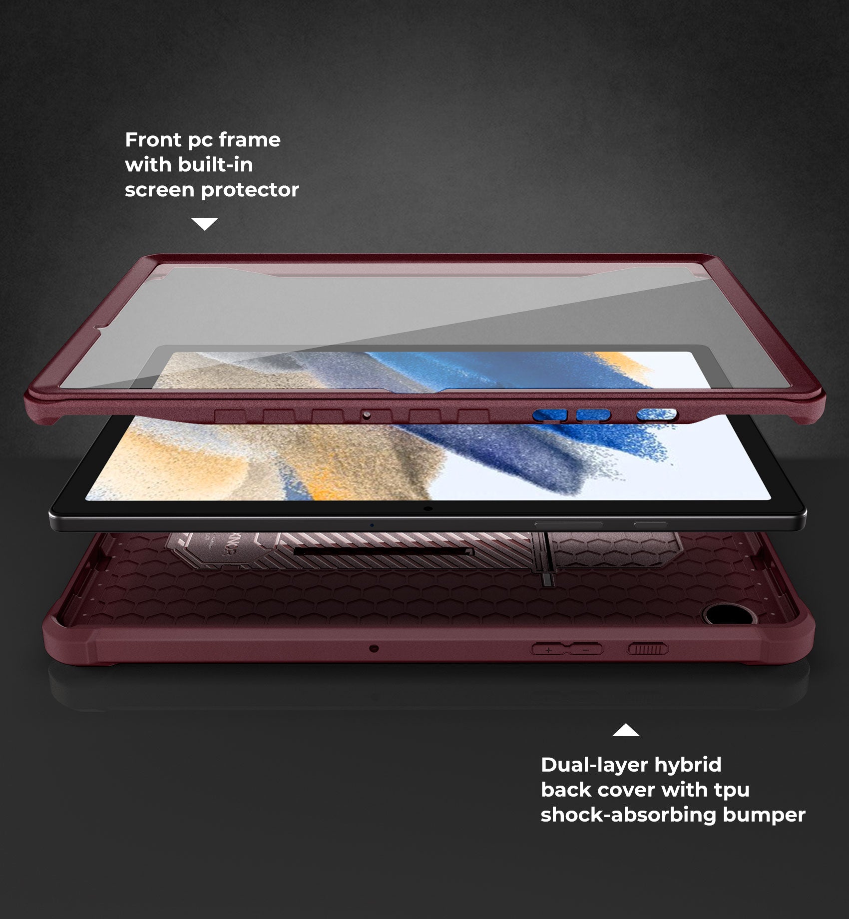 Dexnor Tablet Case for Samsung Galaxy Tab A8 With Screen Protector Full Body Bumper Kickstand Heavy-duty Shockproof Rugged Pen Holder Cover.