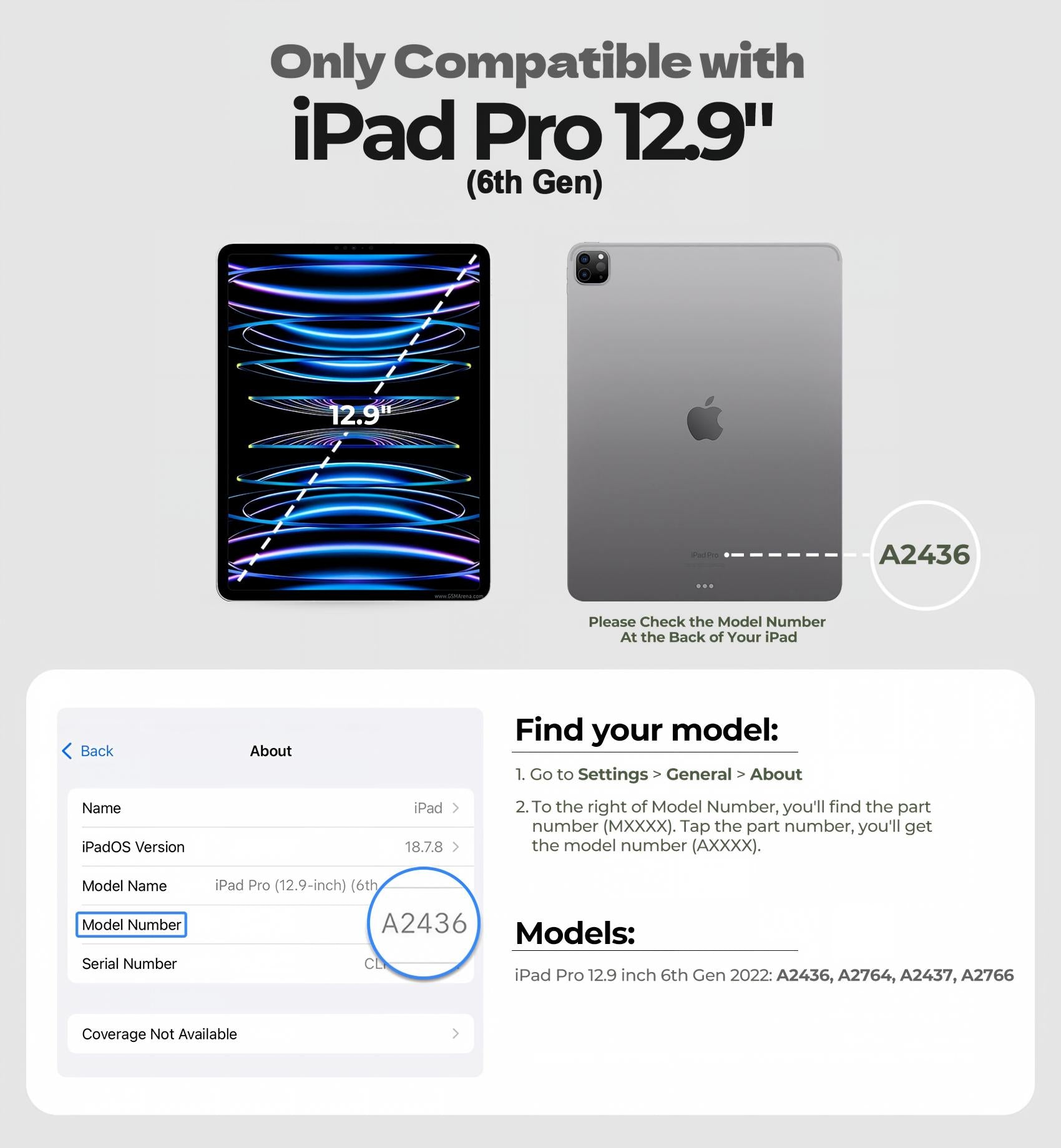 Dexnor Case for iPad Pro 12.9 inch 6th Gen 2022 Rugged Protective with 360° Rotating Hand Strap Stand Screen Protector Pencil Holder Shockproof Cover