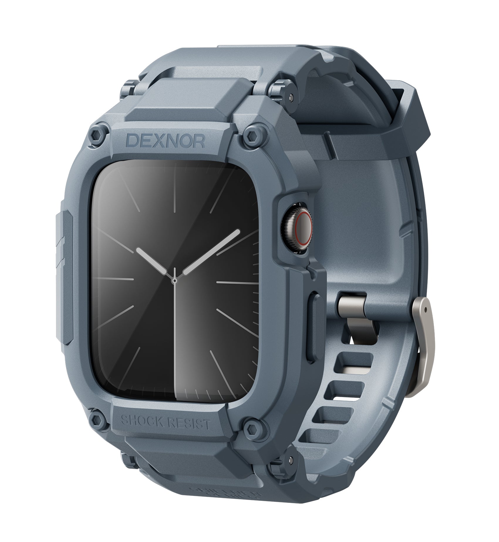 Dexnor Watch Band with Case for Apple Watch Series 9 45mm Series 8 45mm Series 7 45mm Built-in 2 Sets Tempered Glass Screen Protector Snap-on Cover with Band