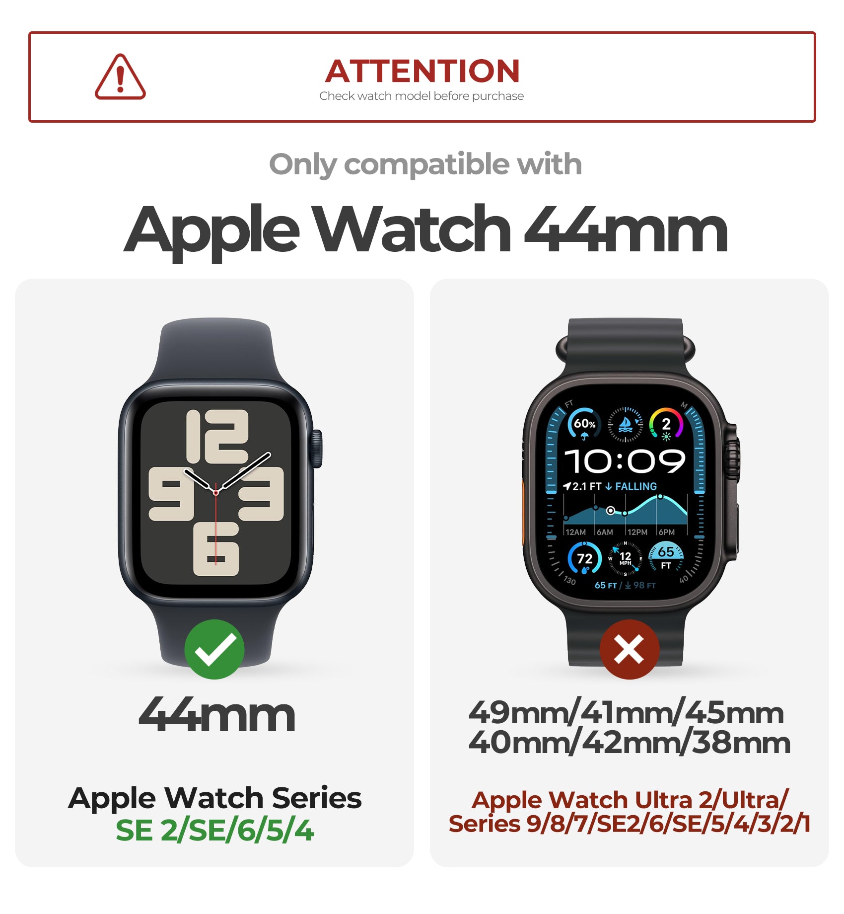 Dexnor Watch Band with Case for Apple Watch Series SE2 44mm Series SE 44mm Series 6 44mm Series 5 44mm Series 4 44mm  Built-in 2 Sets Tempered Glass Screen Protector Snap-on Cover with Band