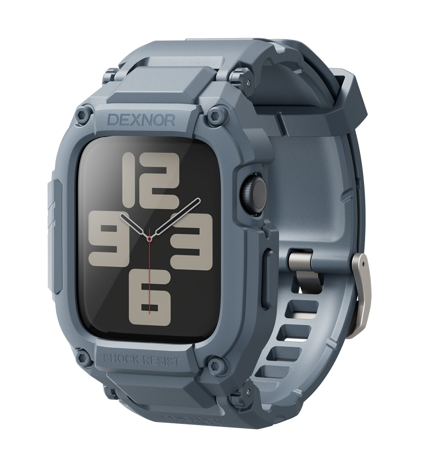 Dexnor Watch Band with Case for Apple Watch Series SE2 44mm Series SE 44mm Series 6 44mm Series 5 44mm Series 4 44mm  Built-in 2 Sets Tempered Glass Screen Protector Snap-on Cover with Band