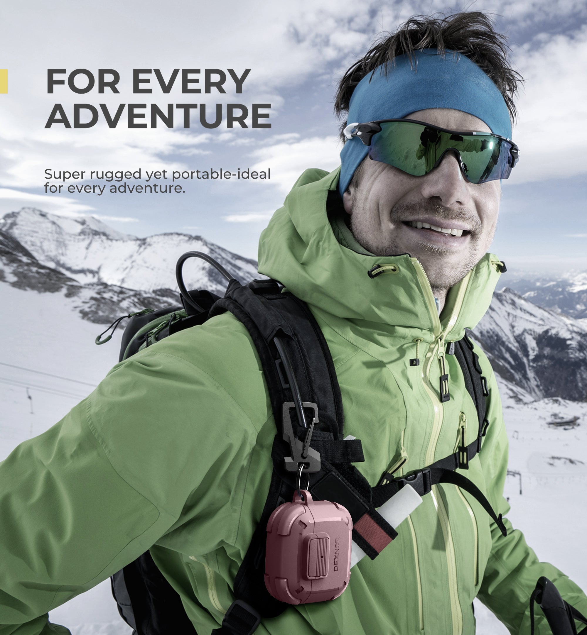 Dexnor Case for AirPods 4th Generation 2024  with Drop-Proof Lock Shockproof Rugged Bumper Cases Carabiner & Keyring & Cleaner Kit  Black