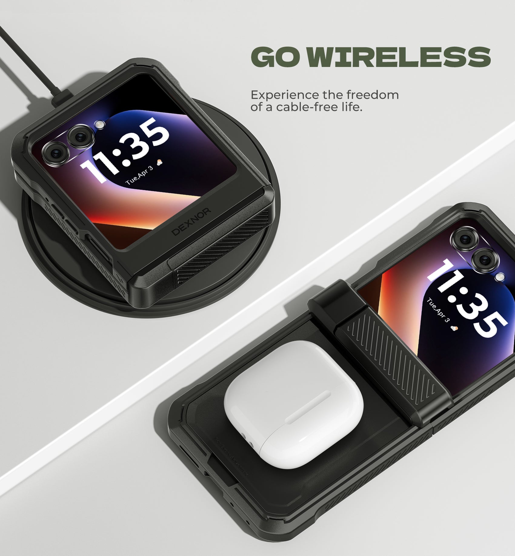 Dexnor Case for Motorola Moto Razr 2024 Bulit in Dual Kickstands Hinge Protection Cover Heavy Duty Full Body Rugged Shockproof Protection with Screen Protector 6.9 inch