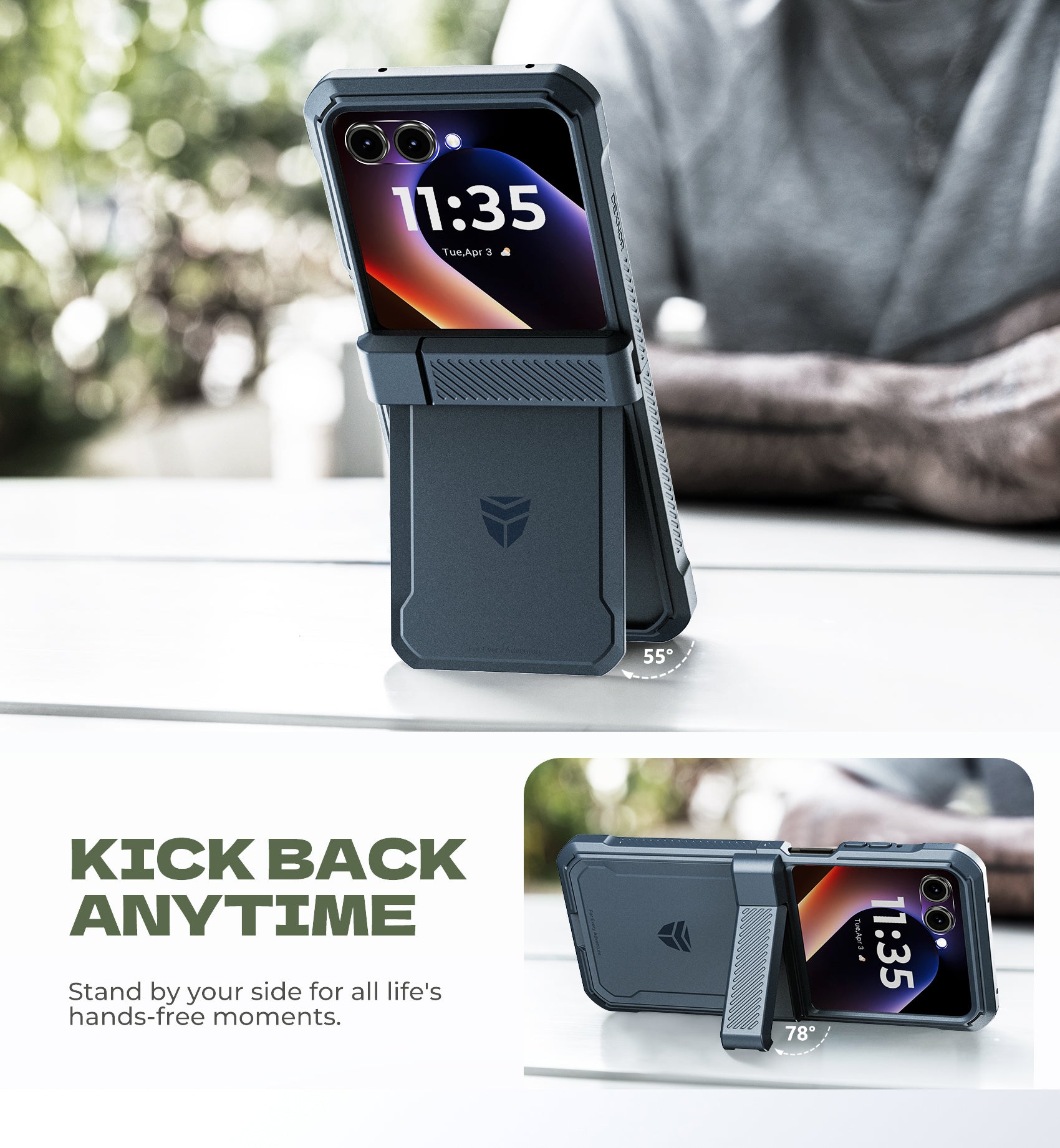 Dexnor Case for Motorola Moto Razr 2024 Bulit in Dual Kickstands Hinge Protection Cover Heavy Duty Full Body Rugged Shockproof Protection with Screen Protector 6.9 inch