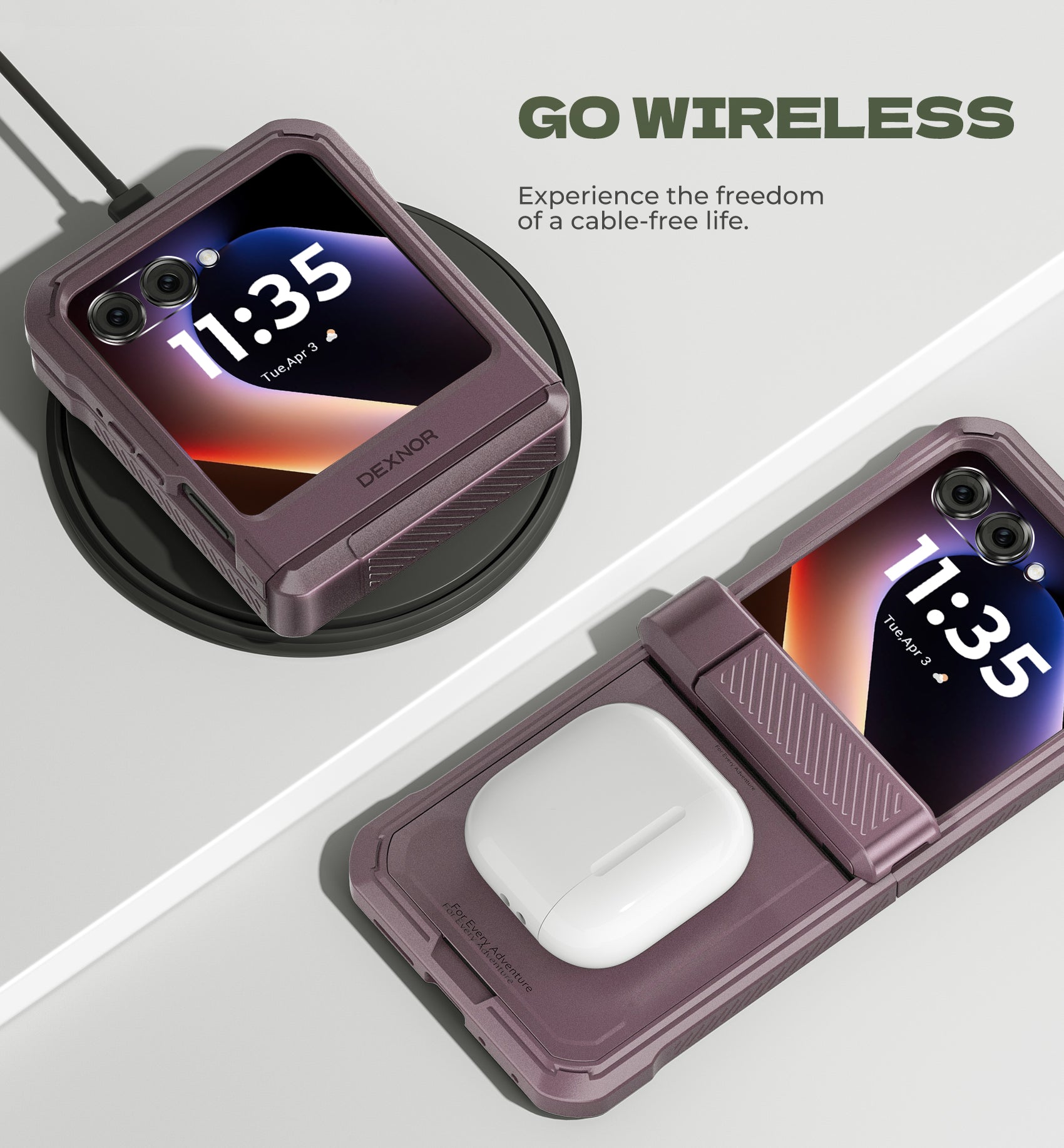 Dexnor Case for Motorola Moto Razr 2024 Bulit in Dual Kickstands Hinge Protection Cover Heavy Duty Full Body Rugged Shockproof Protection with Screen Protector 6.9 inch