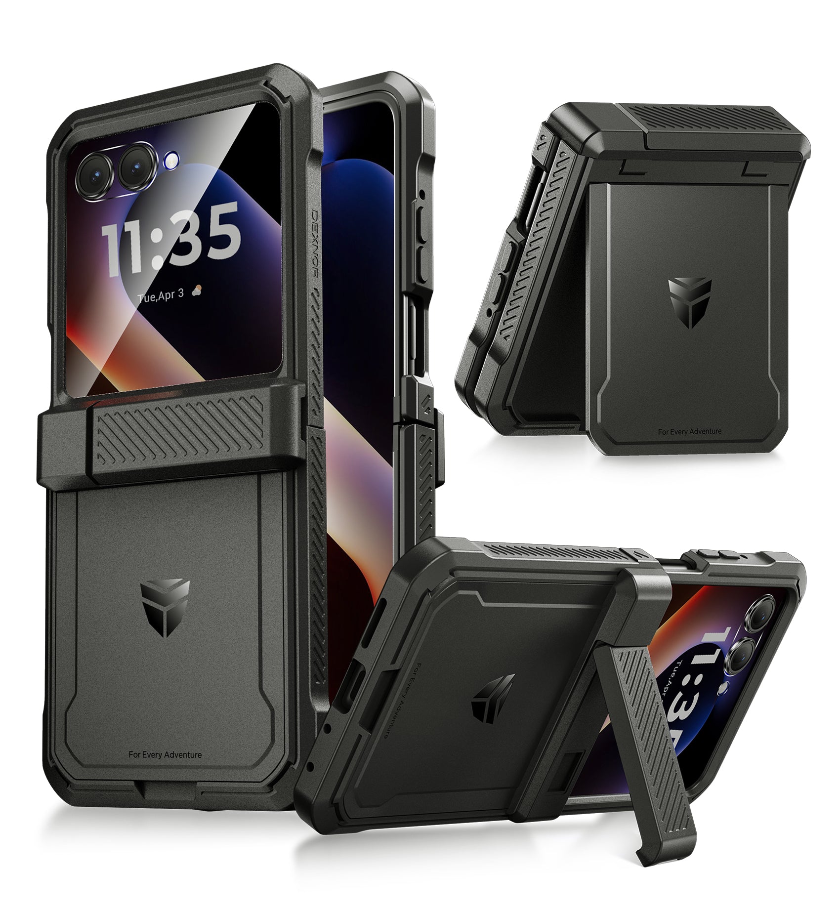 Dexnor Case for Motorola Moto Razr 2025 Bulit-in Dual Kickstands Hinge Protection Cover Heavy Duty Full-Body Rugged Shockproof Protection with Screen Protector 6.9 inch
