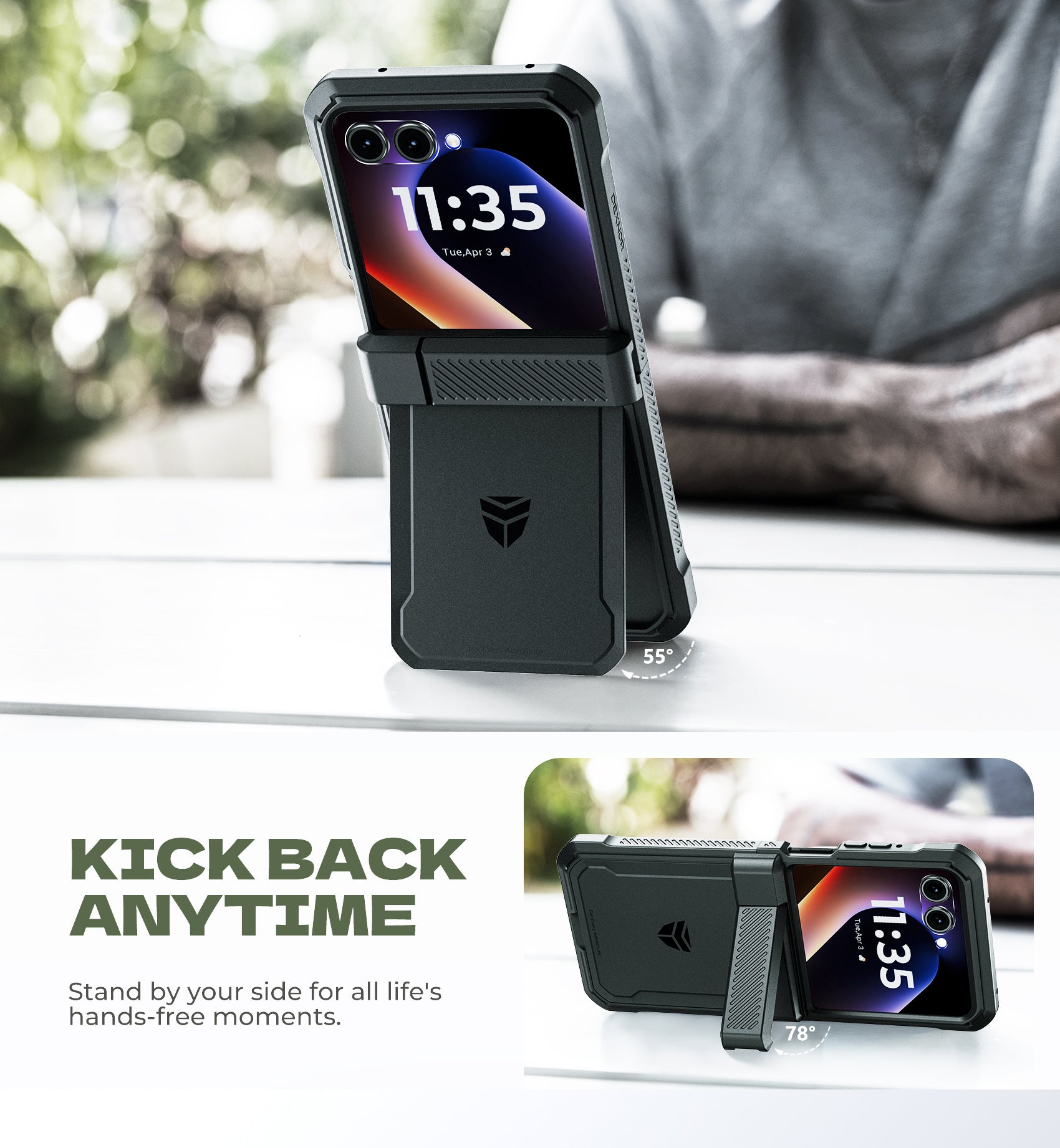 Dexnor Case for Motorola Moto Razr 2025 Bulit-in Dual Kickstands Hinge Protection Cover Heavy Duty Full-Body Rugged Shockproof Protection with Screen Protector 6.9 inch