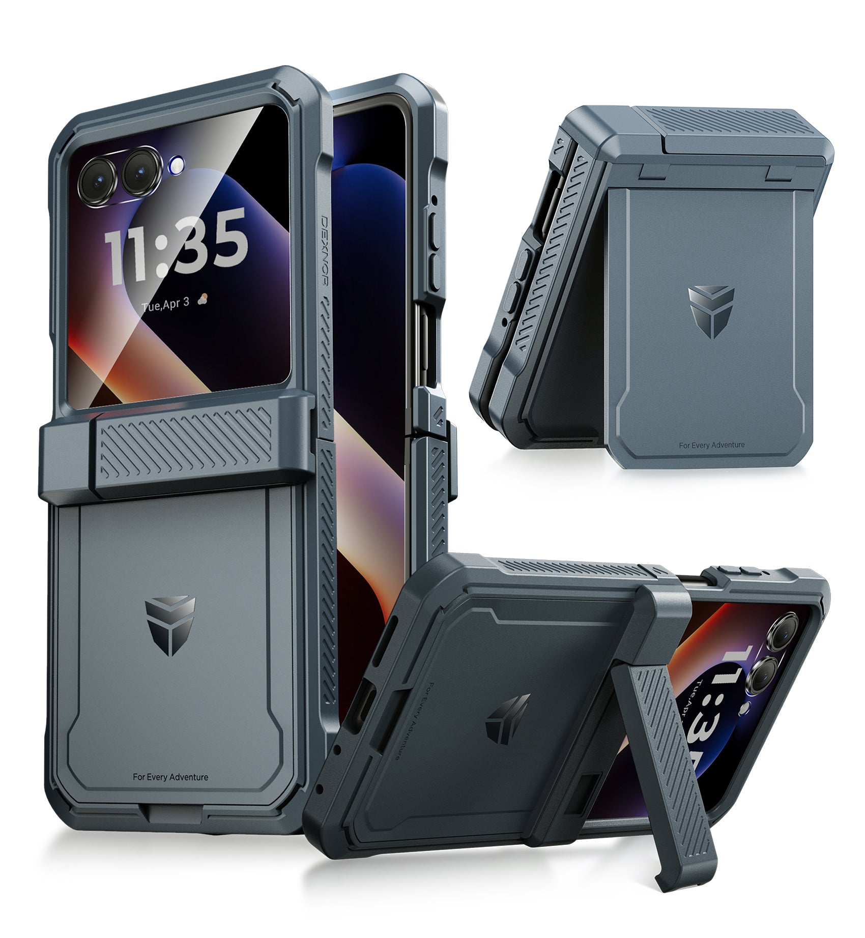 Dexnor Case for Motorola Moto Razr 2025 Bulit-in Dual Kickstands Hinge Protection Cover Heavy Duty Full-Body Rugged Shockproof Protection with Screen Protector 6.9 inch