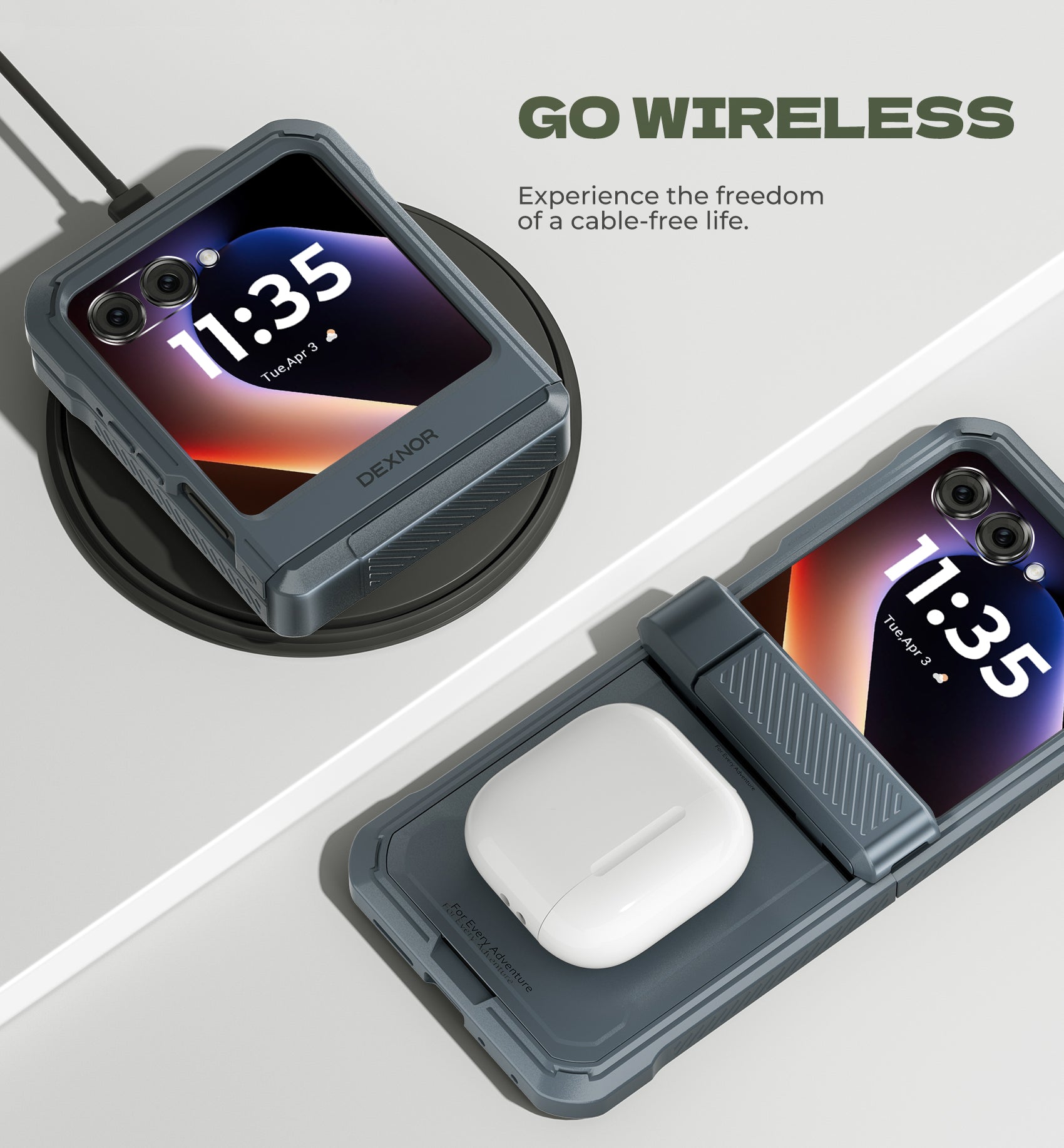 Dexnor Case for Motorola Moto Razr 2025 Bulit-in Dual Kickstands Hinge Protection Cover Heavy Duty Full-Body Rugged Shockproof Protection with Screen Protector 6.9 inch