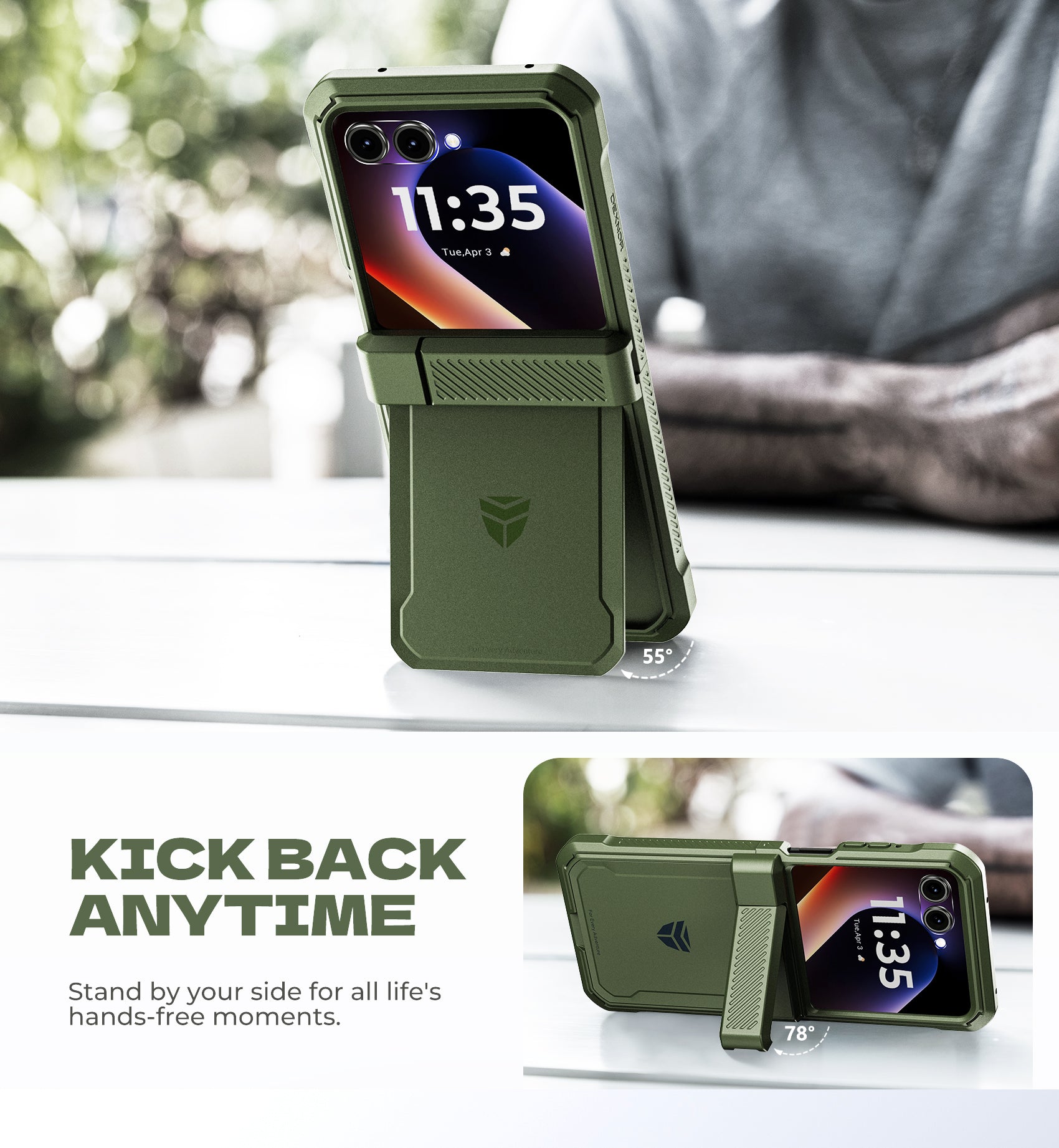 Dexnor Case for Motorola Moto Razr 2025 Bulit-in Dual Kickstands Hinge Protection Cover Heavy Duty Full-Body Rugged Shockproof Protection with Screen Protector 6.9 inch