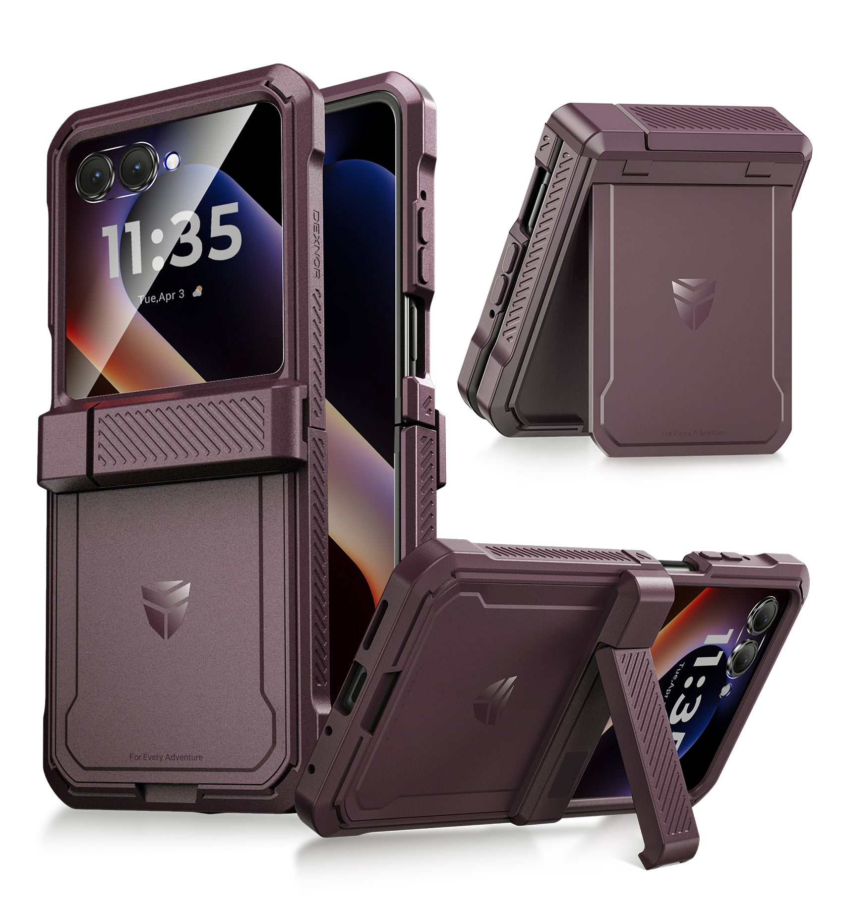 Dexnor Case for Motorola Moto Razr 2025 Bulit-in Dual Kickstands Hinge Protection Cover Heavy Duty Full-Body Rugged Shockproof Protection with Screen Protector 6.9 inch
