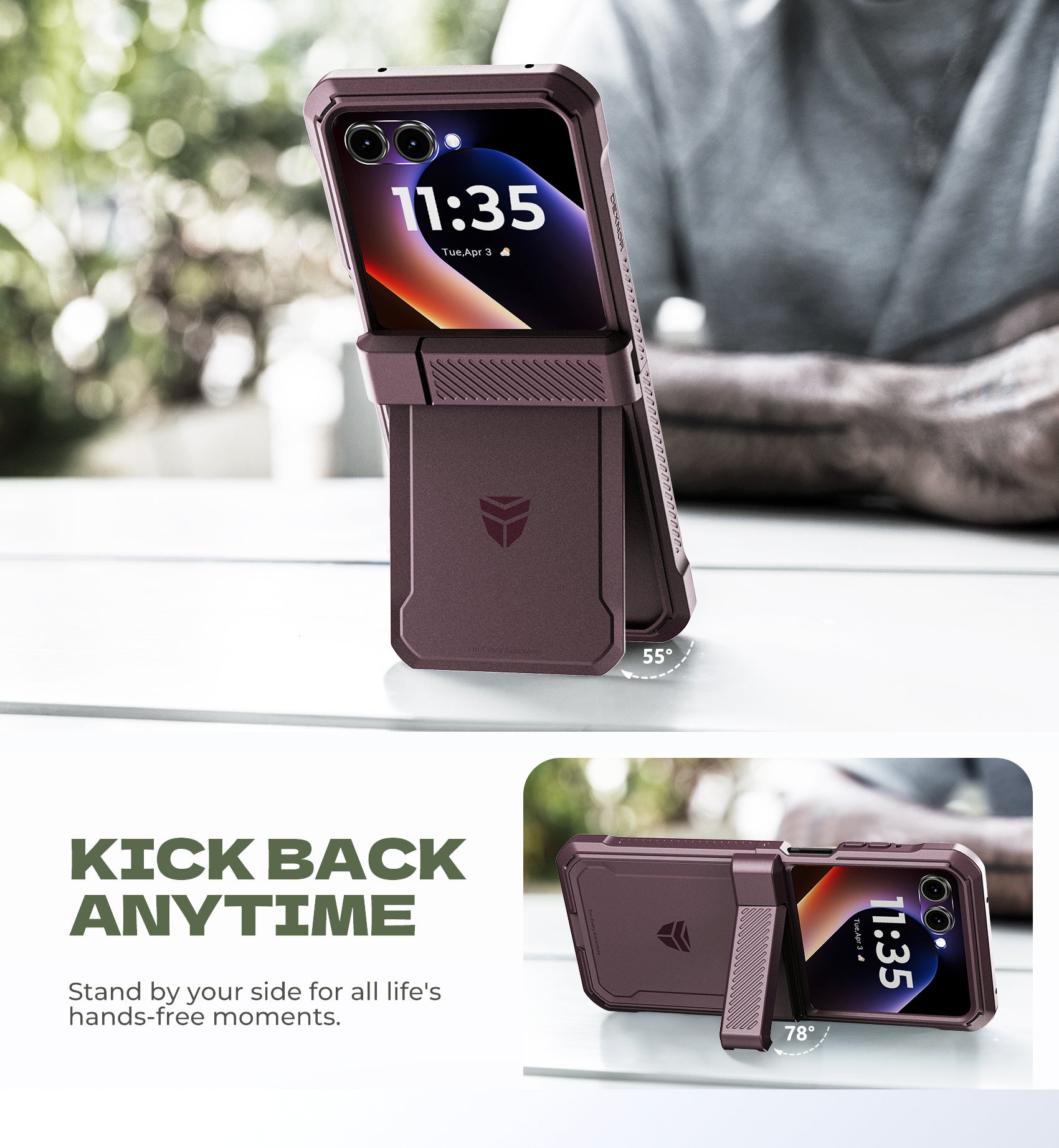 Dexnor Case for Motorola Moto Razr 2025 Bulit-in Dual Kickstands Hinge Protection Cover Heavy Duty Full-Body Rugged Shockproof Protection with Screen Protector 6.9 inch