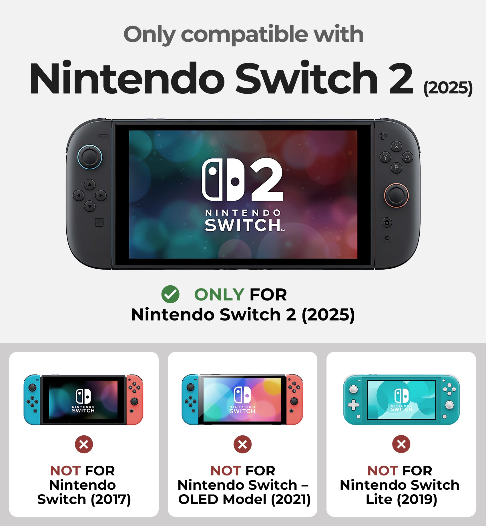 Dexnor Case for Nintendo Switch 2nd Gen 2025 Dockable Cover with Transformable Grip Detachable Magnetic Card Holder 5 Games 2 SD Card Storage Adjustable Kickstand Front Cover Ergonomic Design