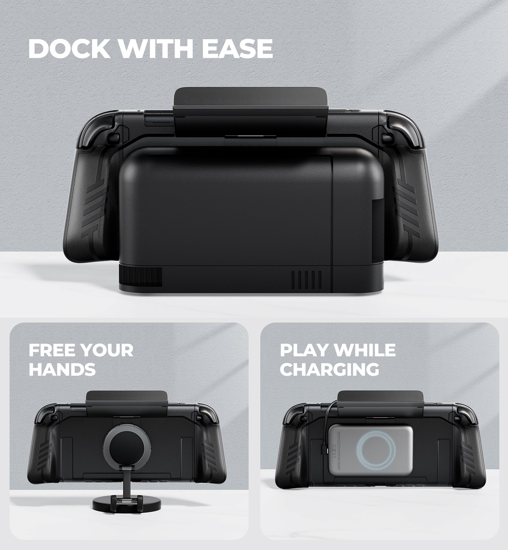 Dexnor Case for Nintendo Switch 2nd Gen 2025 Dockable Cover with Transformable Grip Detachable Magnetic Card Holder 5 Games 2 SD Card Storage Adjustable Kickstand Front Cover Ergonomic Design