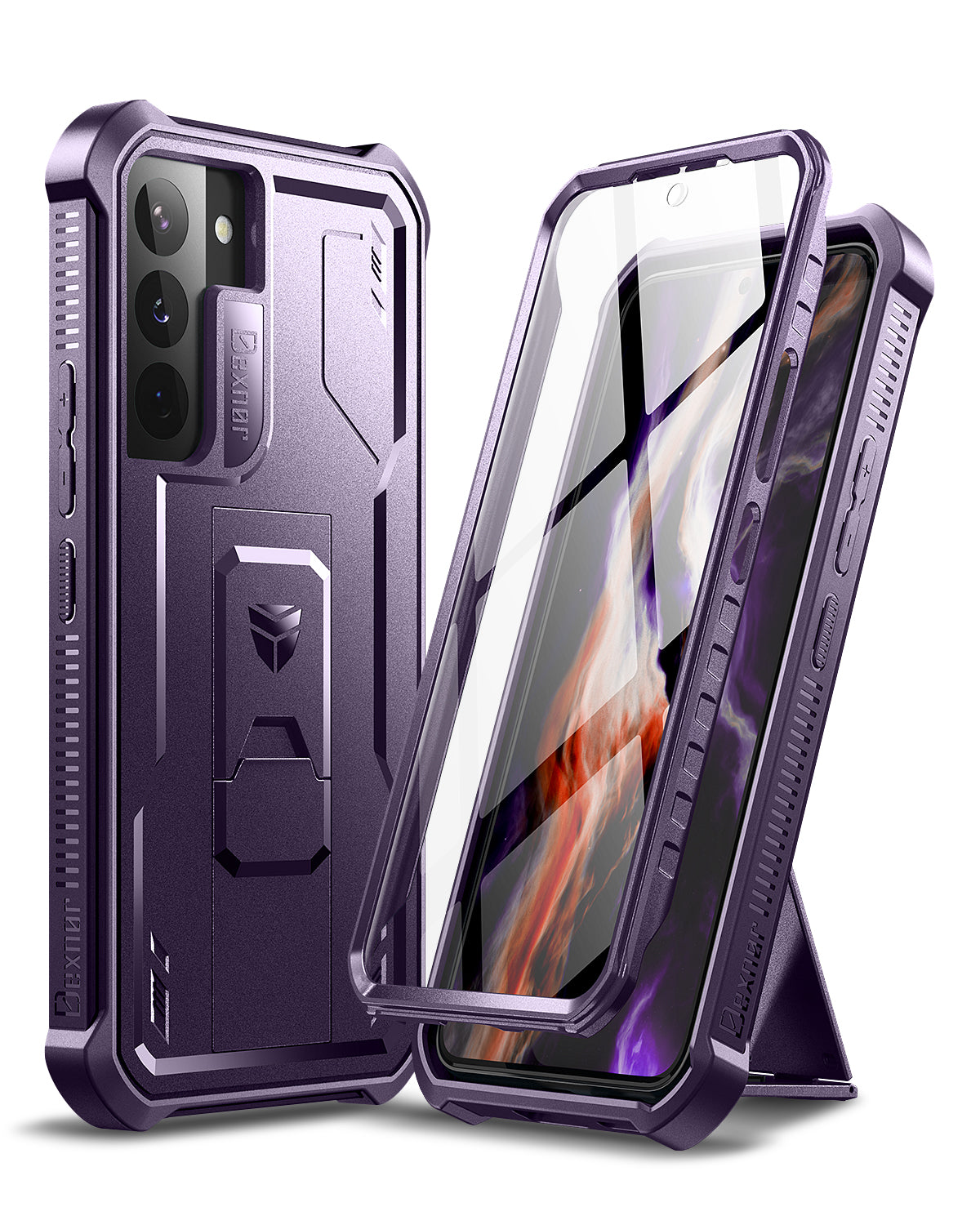 Dexnor Case for Samsung Galaxy S22 With Single Screen Protector Full Body Bumper Kickstand Heavy-duty Shockproof Rugged Cover.