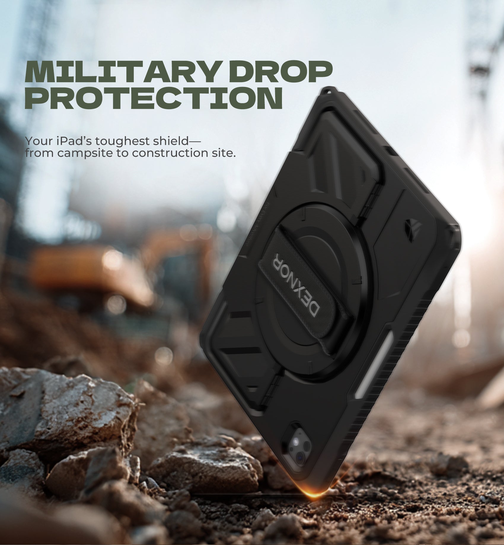 Dexnor Tablet Case for iPad Pro 11 inch M5 2025/M4 2024, Rugged with 360° Rotating Hand Strap Screen Protector Pencil Holder Shockproof Full-Body Cover