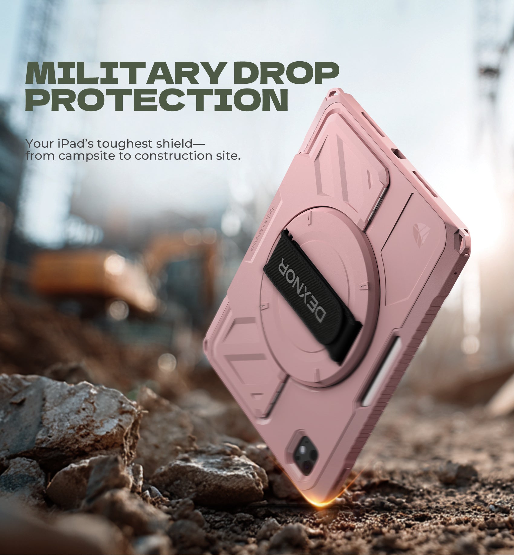 Dexnor Tablet Case for iPad Pro 11 inch M5 2025/M4 2024, Rugged with 360° Rotating Hand Strap Screen Protector Pencil Holder Shockproof Full-Body Cover