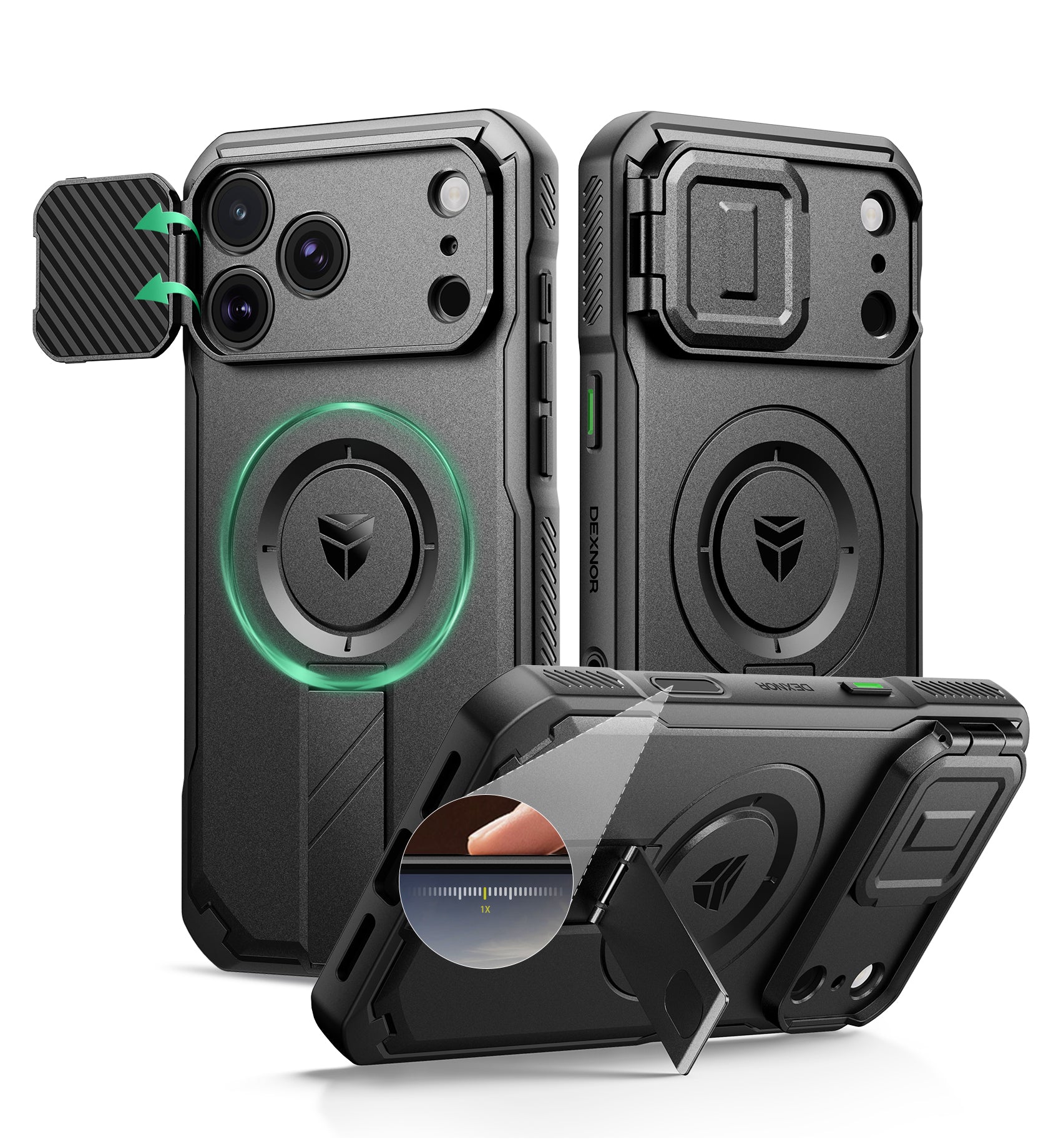 Dexnor Case for iPhone 18 Pro Max Flip Camera Cover Kickstand Camera Control Cover Compatible with MagSafe Heavy-Duty Rugged Shockproof Cover 6.9 inch