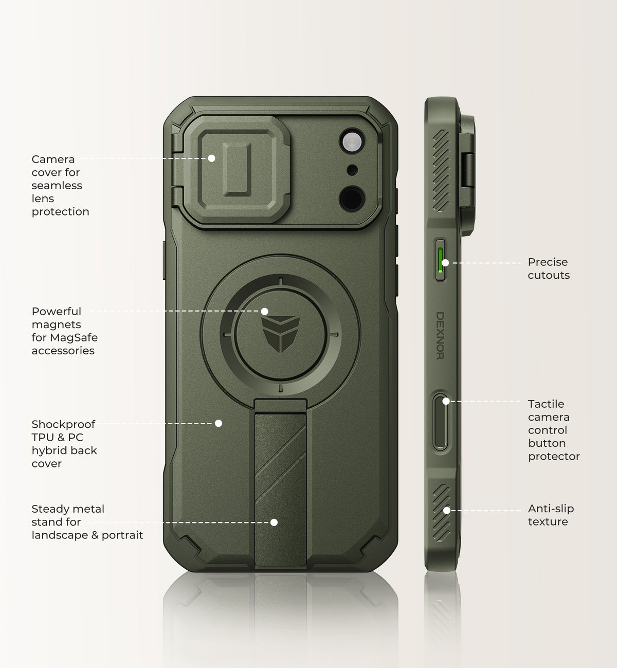 Dexnor Case for iPhone 18 Pro Max Flip Camera Cover Kickstand Camera Control Cover Compatible with MagSafe Heavy-Duty Rugged Shockproof Cover 6.9 inch
