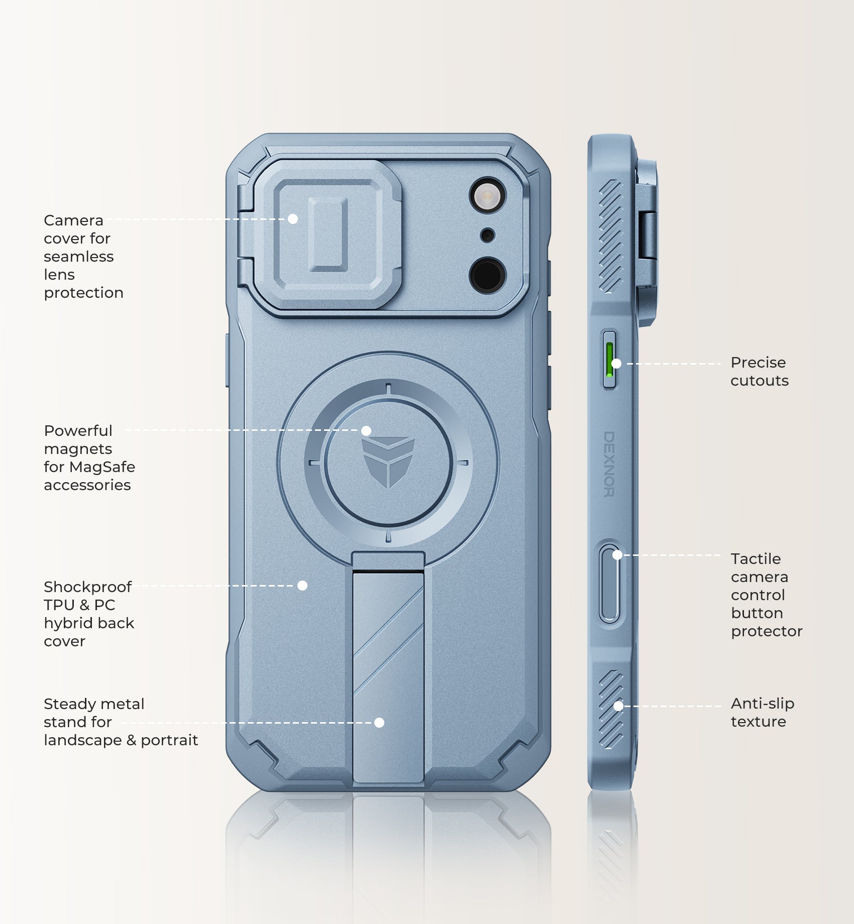 Dexnor Case for iPhone 18 Pro Max Flip Camera Cover Kickstand Camera Control Cover Compatible with MagSafe Heavy-Duty Rugged Shockproof Cover 6.9 inch