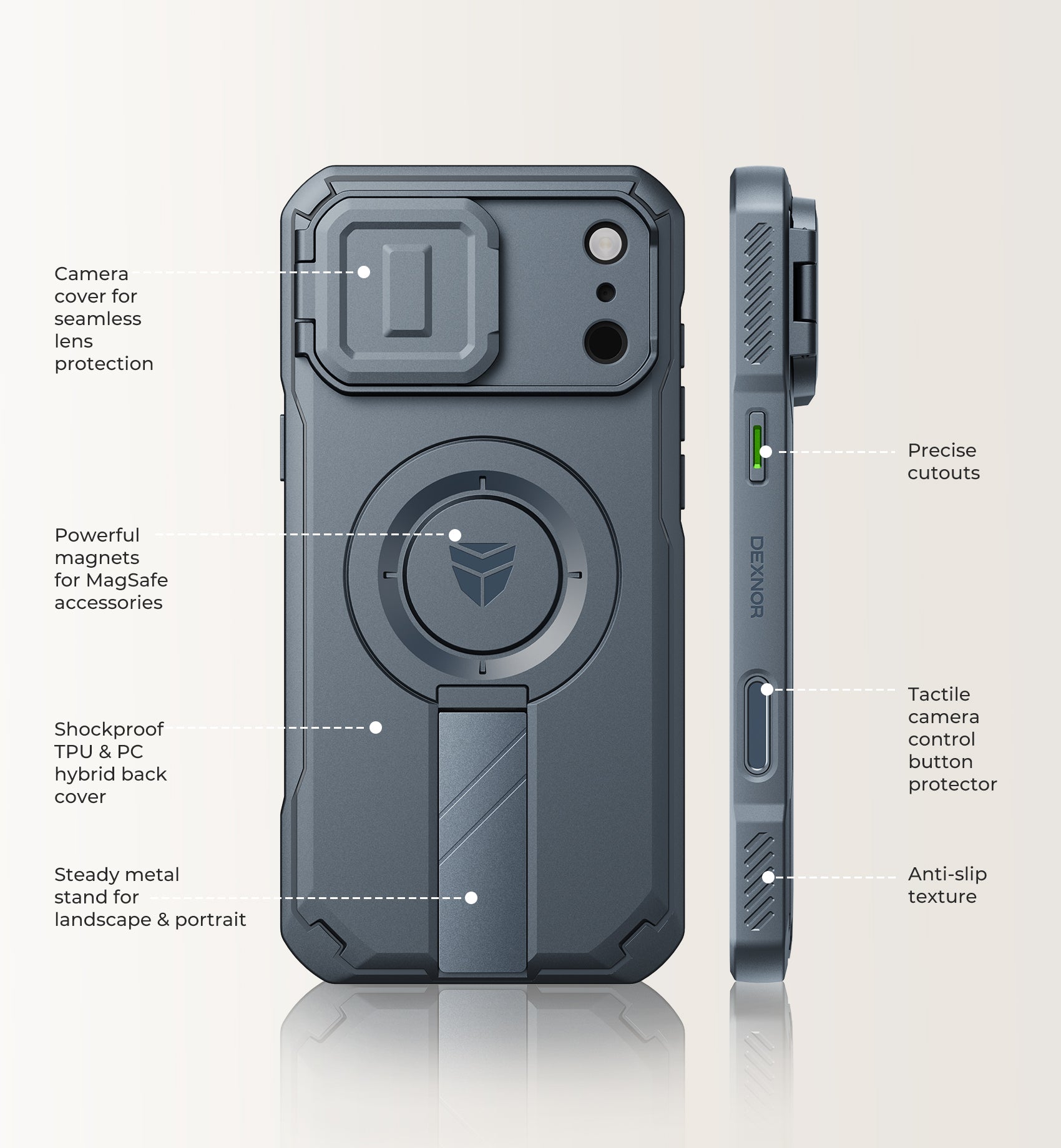 Dexnor Case for iPhone 18 Pro Max Flip Camera Cover Kickstand Camera Control Cover Compatible with MagSafe Heavy-Duty Rugged Shockproof Cover 6.9 inch