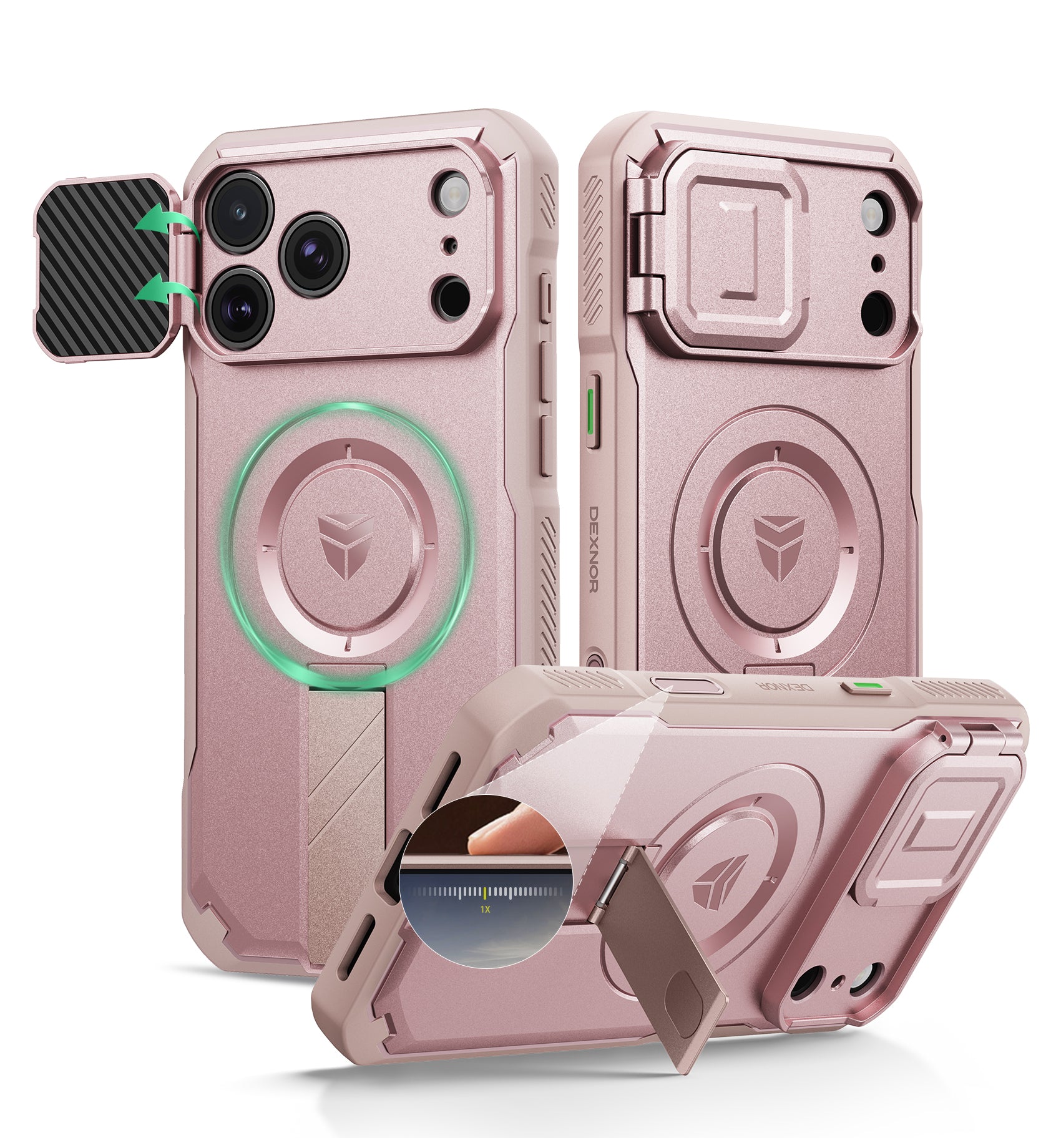 Dexnor Case for iPhone 18 Pro Max Flip Camera Cover Kickstand Camera Control Cover Compatible with MagSafe Heavy-Duty Rugged Shockproof Cover 6.9 inch