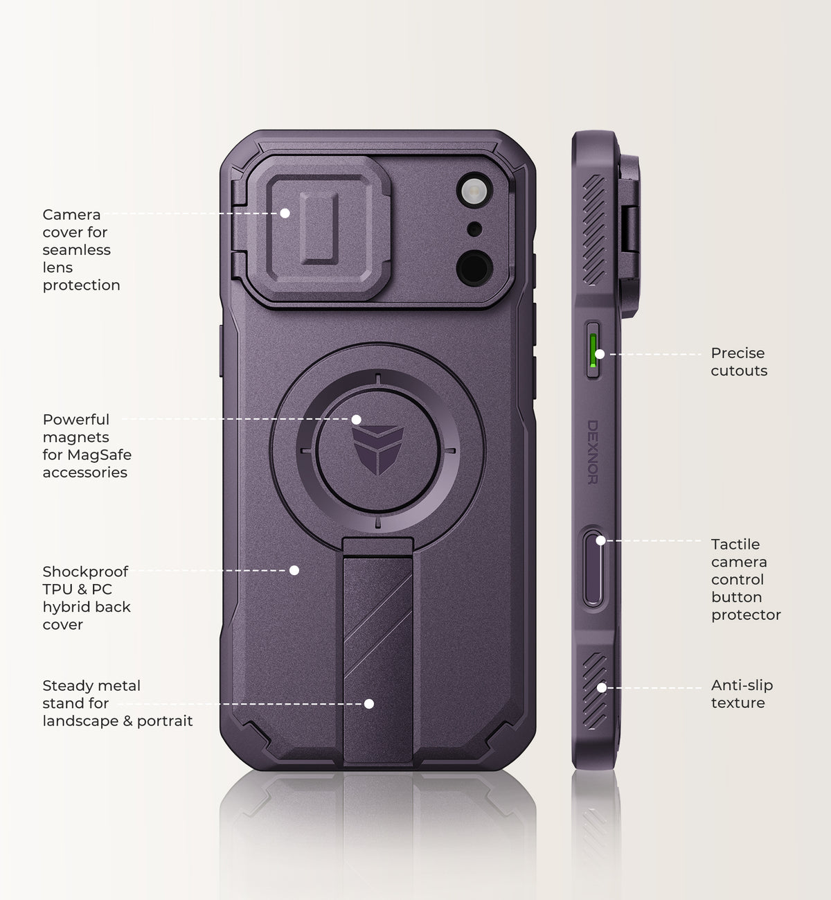 Dexnor Case for iPhone 18 Pro Max Flip Camera Cover Kickstand Camera Control Cover Compatible with MagSafe Heavy-Duty Rugged Shockproof Cover 6.9 inch