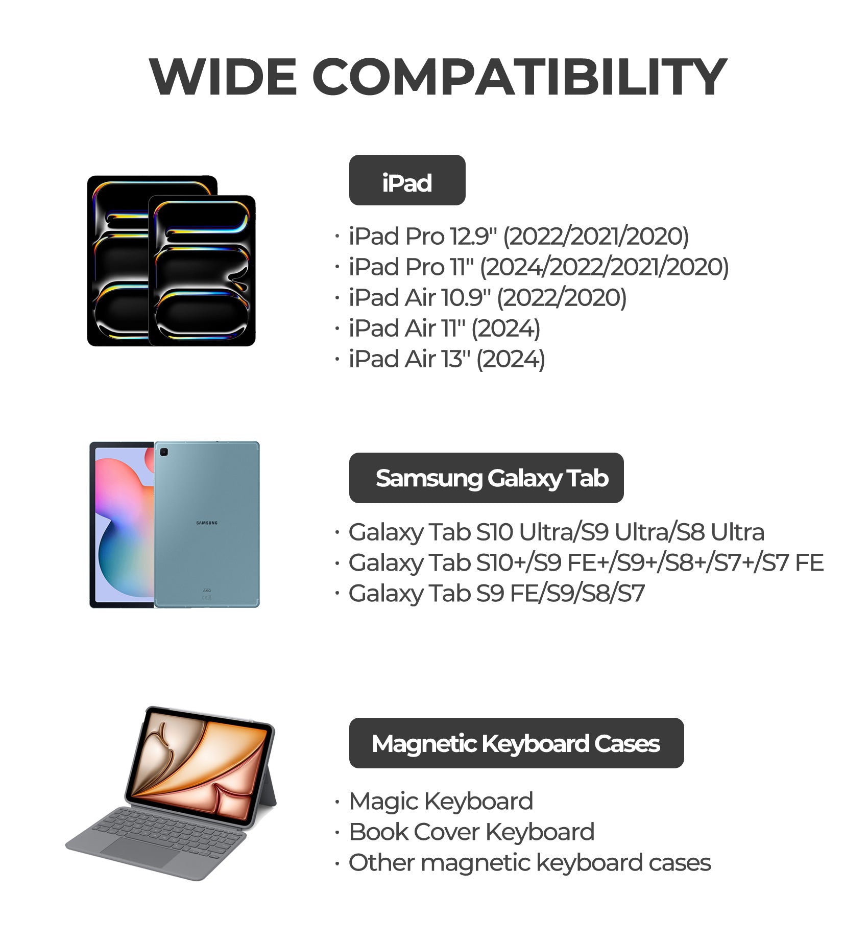 Dexnor Magnetic Phone Holder for Magic Keyboard, Compatible with Magsafe and Non-Magsafe Phone, Slim Portable Foldable Productivity Stand Mount for iPad/Samsung Magnetic Keyboard Cases