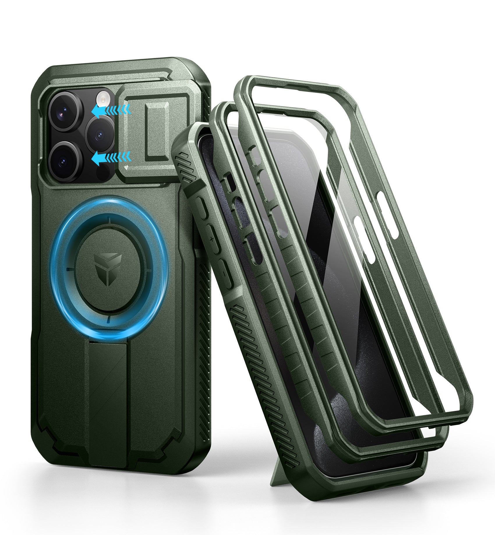 Dexnor Durable Case for iPhone 15 Pro with Built In Screen Protector and Slide Camera Cover 360 Magsafe Rugged Bumper Cover