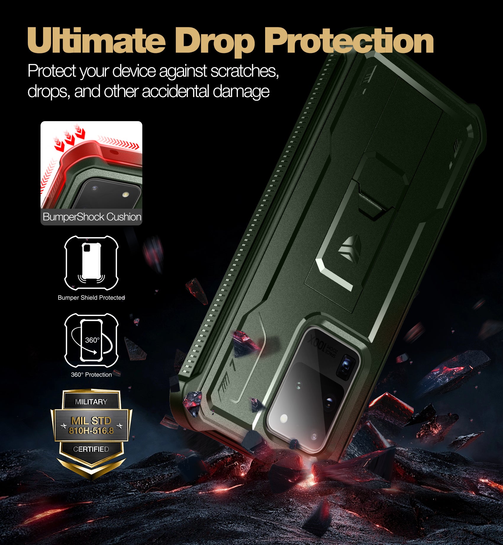 Dexnor Case for Samsung Galaxy S20 Ultra With Single Screen Protector Full Body Bumper Kickstand Heavy-duty Shockproof Rugged Cover.